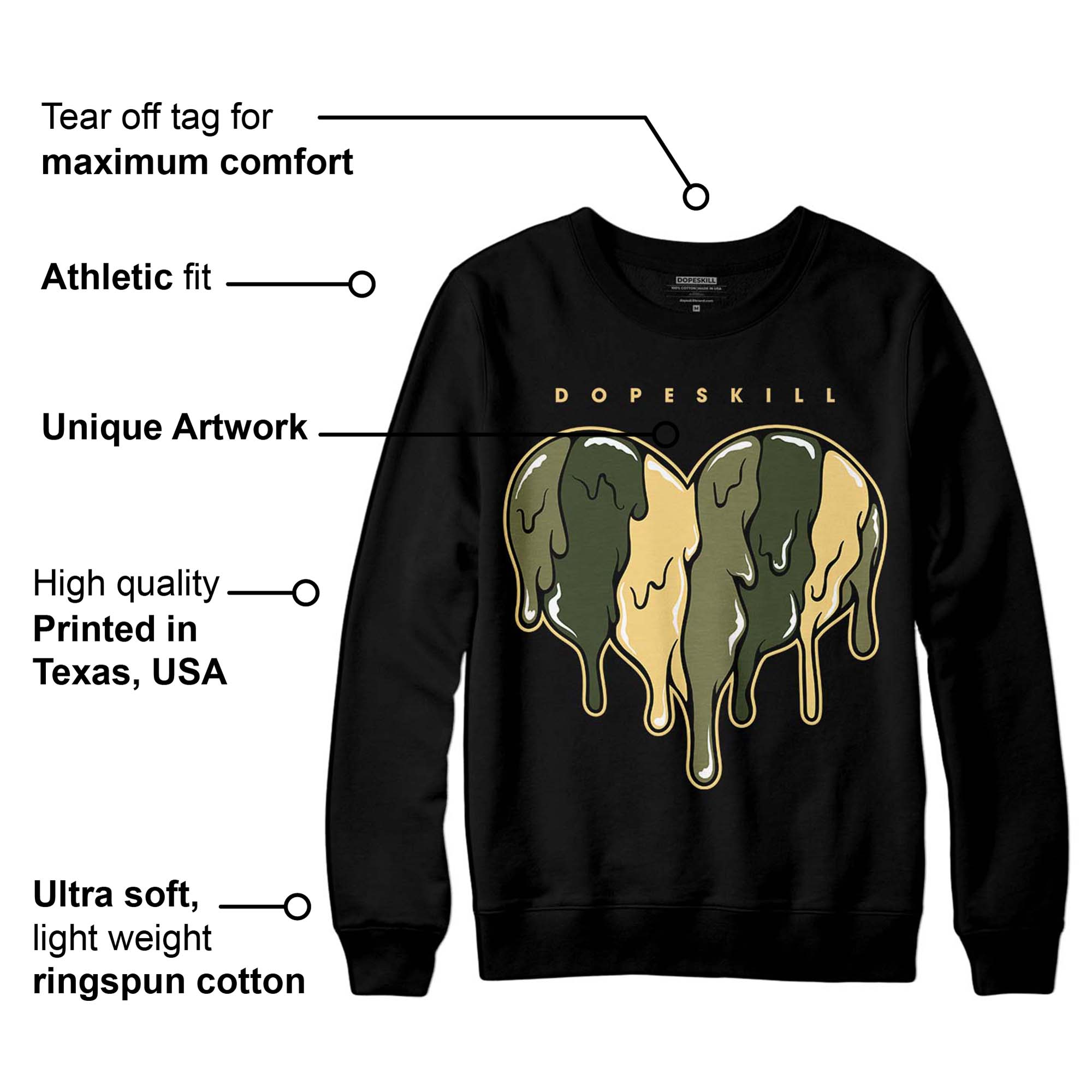 Craft Olive 4s superstreetwear Sweatshirt Slime Drip Heart Graphic