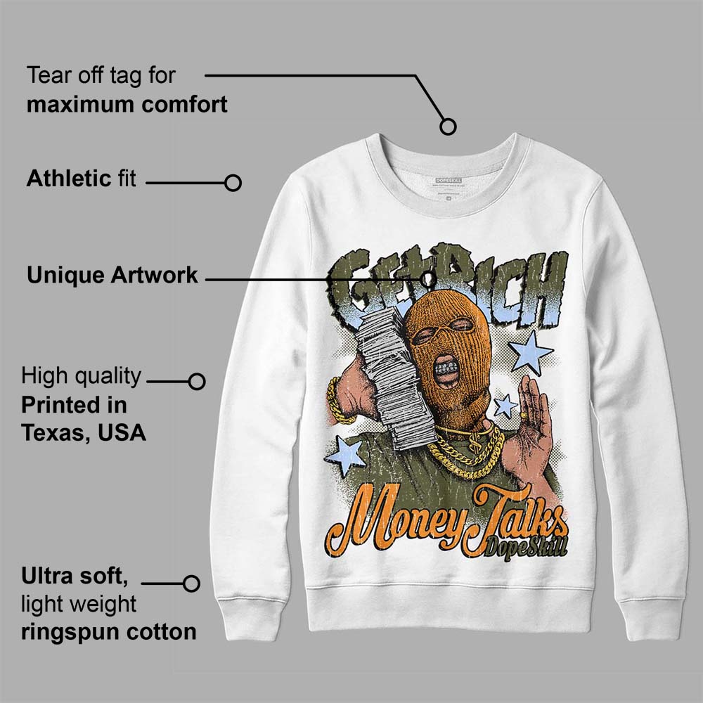 Olive 5s superstreetwear Sweatshirt Get Rich Graphic
