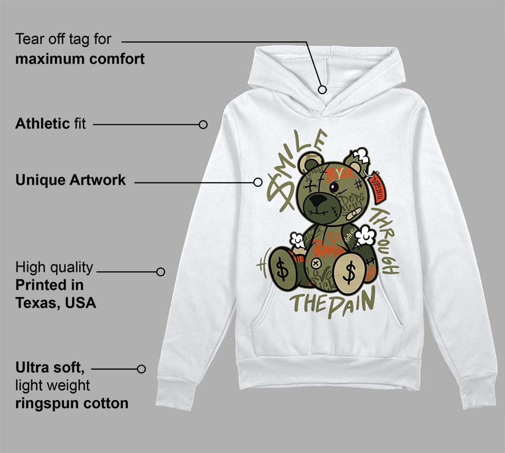 Olive Collection superstreetwear Hoodie Sweatshirt Smile Through The Pain Graphic