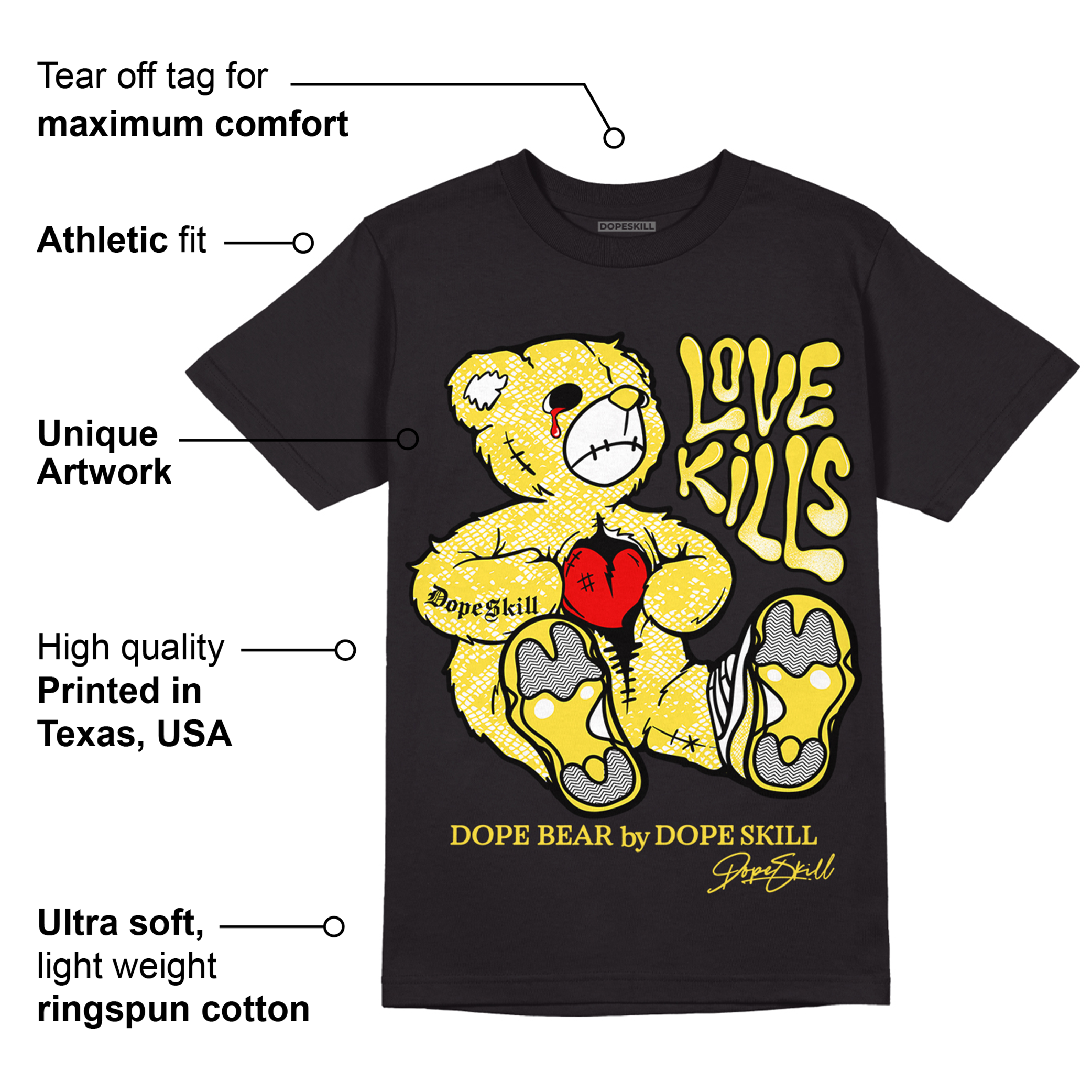 Yellow Snakeskin 11s superstreetwear T-Shirt Love Kills Graphic