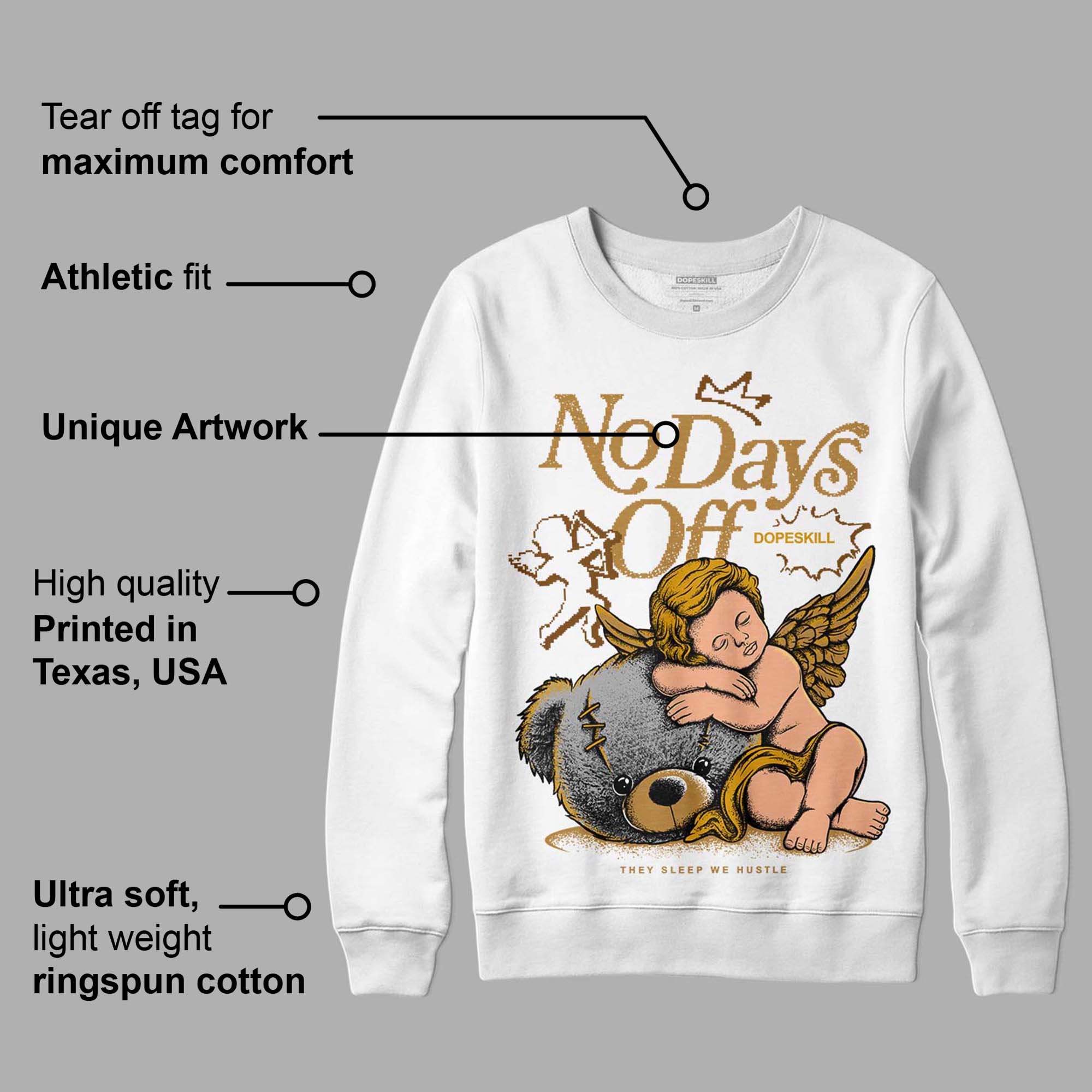 Wheat 13s superstreetwear Sweatshirt New No Days Off Graphic