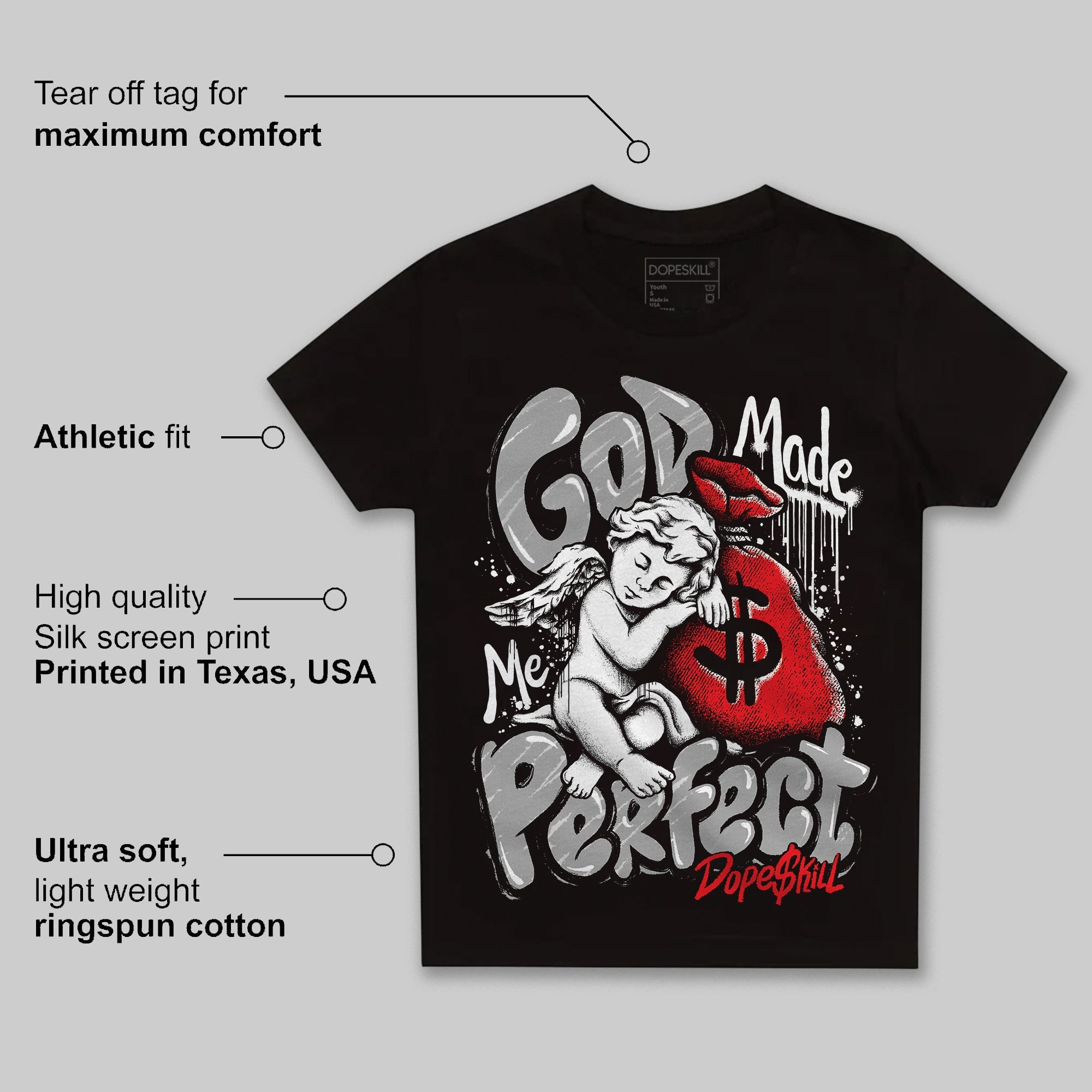 White Thunder 4s superstreetwear Toddler Kids T-shirt God Made Me Perfect Graphic