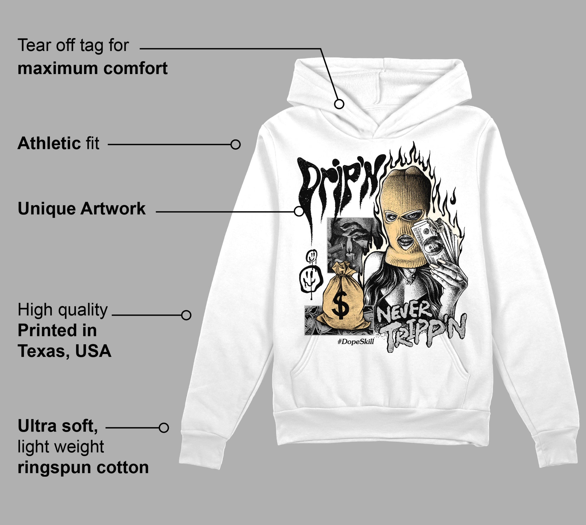 Off Noir 3s superstreetwear Hoodie Sweatshirt Drip'n Never Tripp'n Graphic