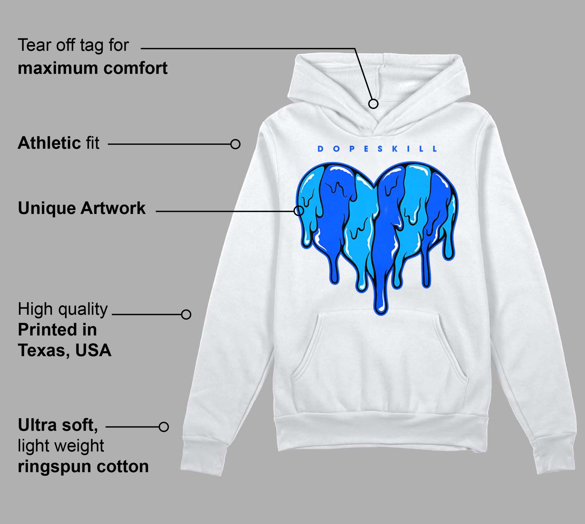 Royal Blue Collection superstreetwear Hoodie Sweatshirt Slime Drip Heart Graphic