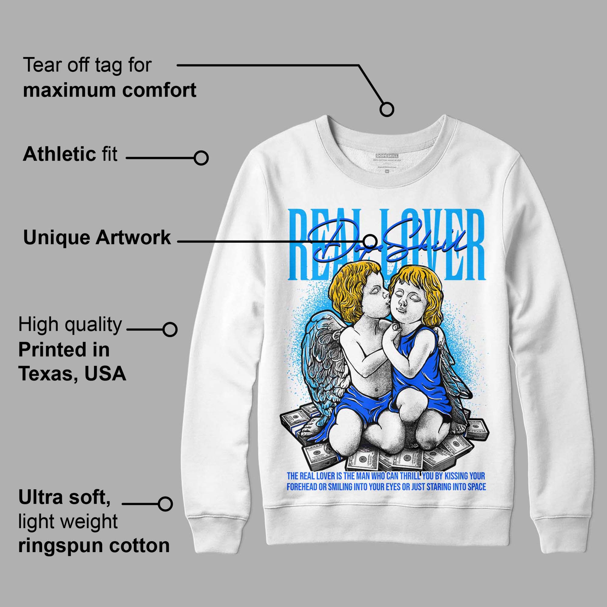 Royal Blue Collection superstreetwear Sweatshirt Real Lover Graphic