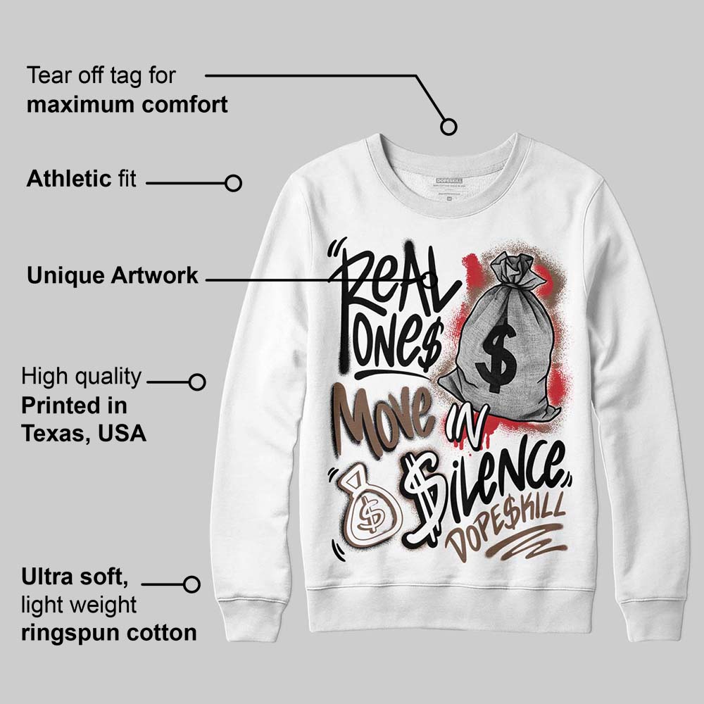 Olive 9s superstreetwear Sweatshirt Real Ones Move In Silence Graphic