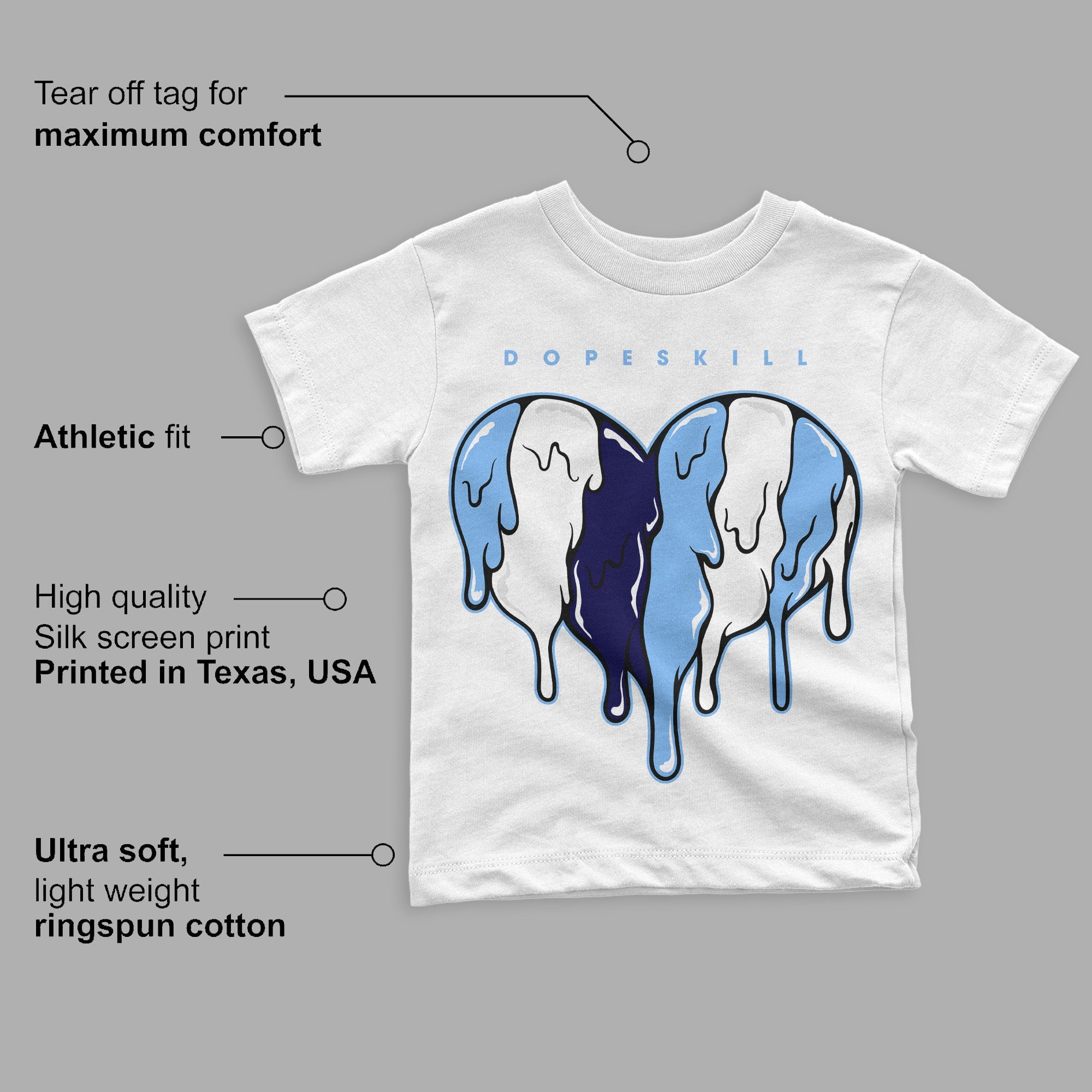 University Blue 6s superstreetwear Toddler Kids T-shirt Slime Drip Heart Graphic