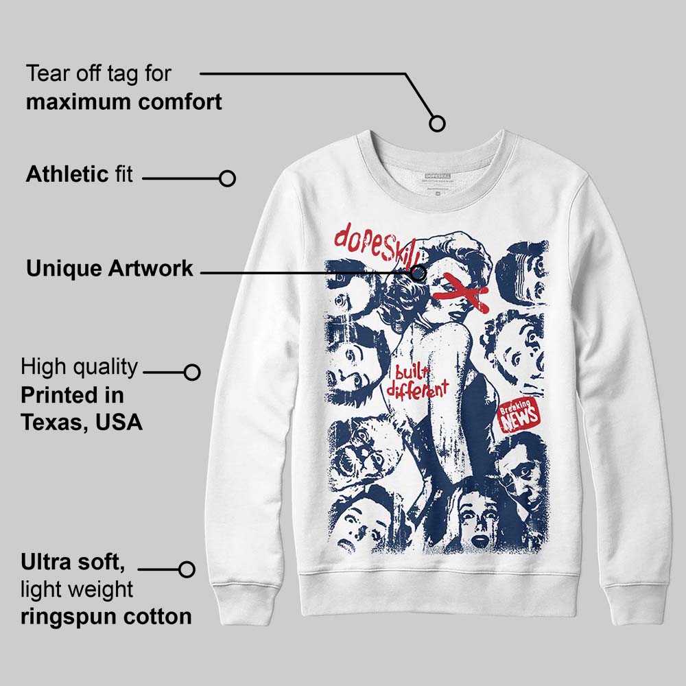 Summit White Navy 4s superstreetwear Sweatshirt Built Different Graphic