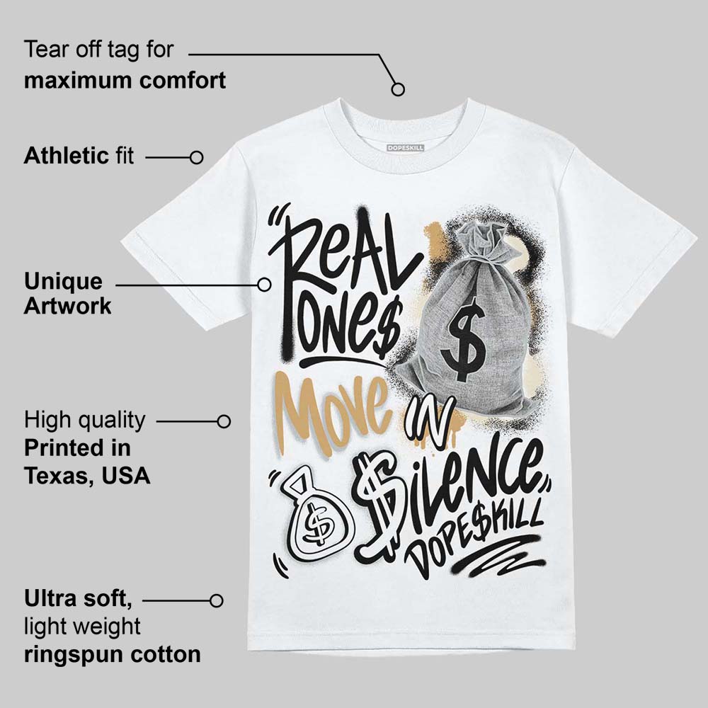 Reverse Metallic 5s superstreetwear T-Shirt Real Ones Move In Silence Graphic