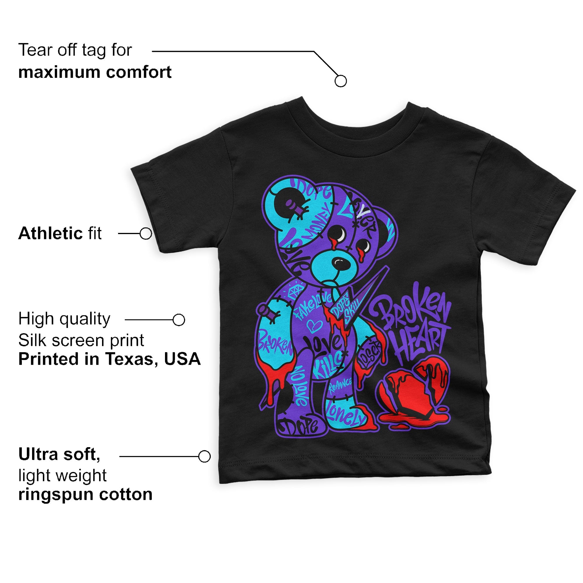 Aqua 6s superstreetwear Toddler Kids T-shirt Broken Heart Graphic
