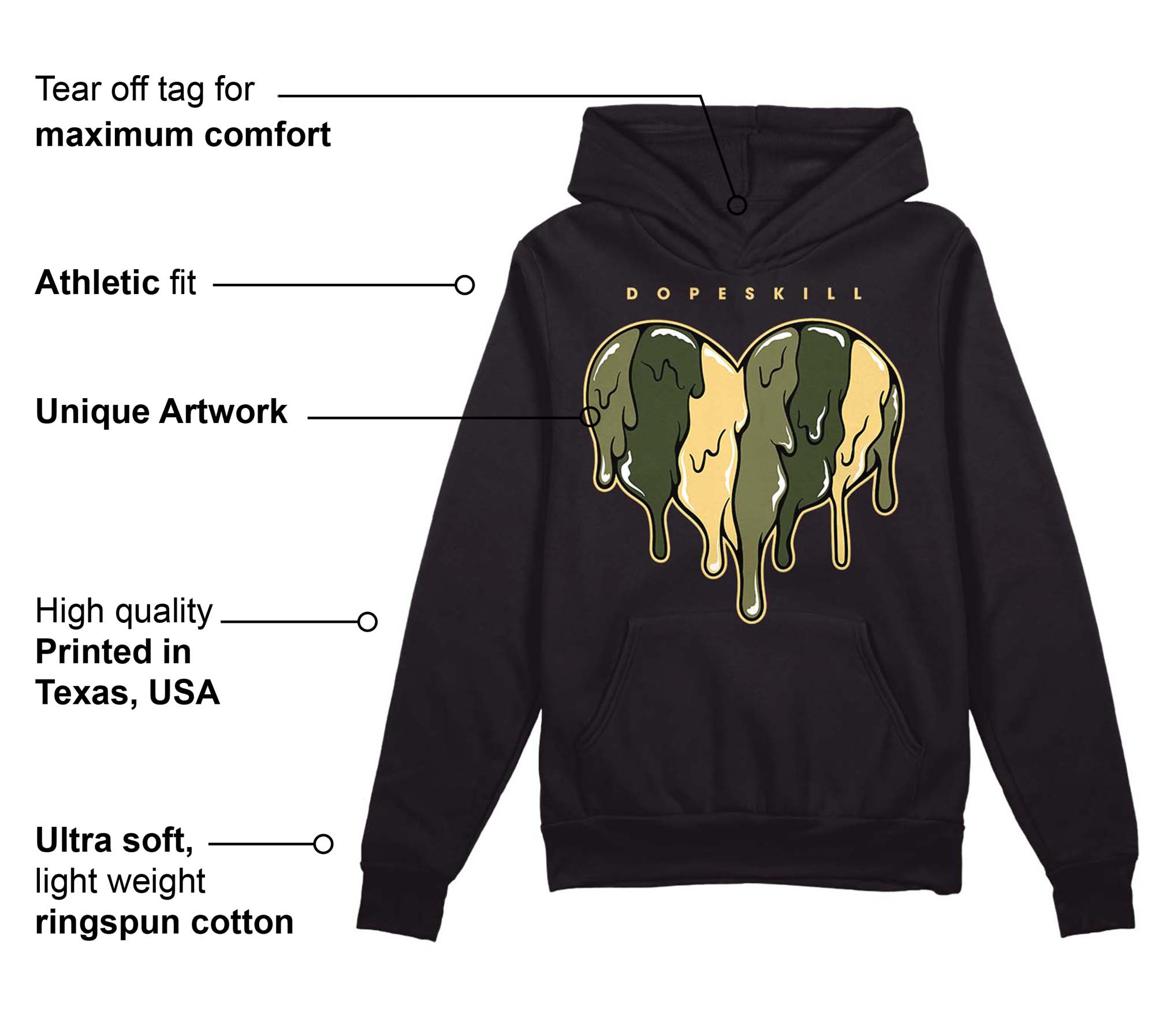 Craft Olive 4s superstreetwear Hoodie Sweatshirt Slime Drip Heart Graphic