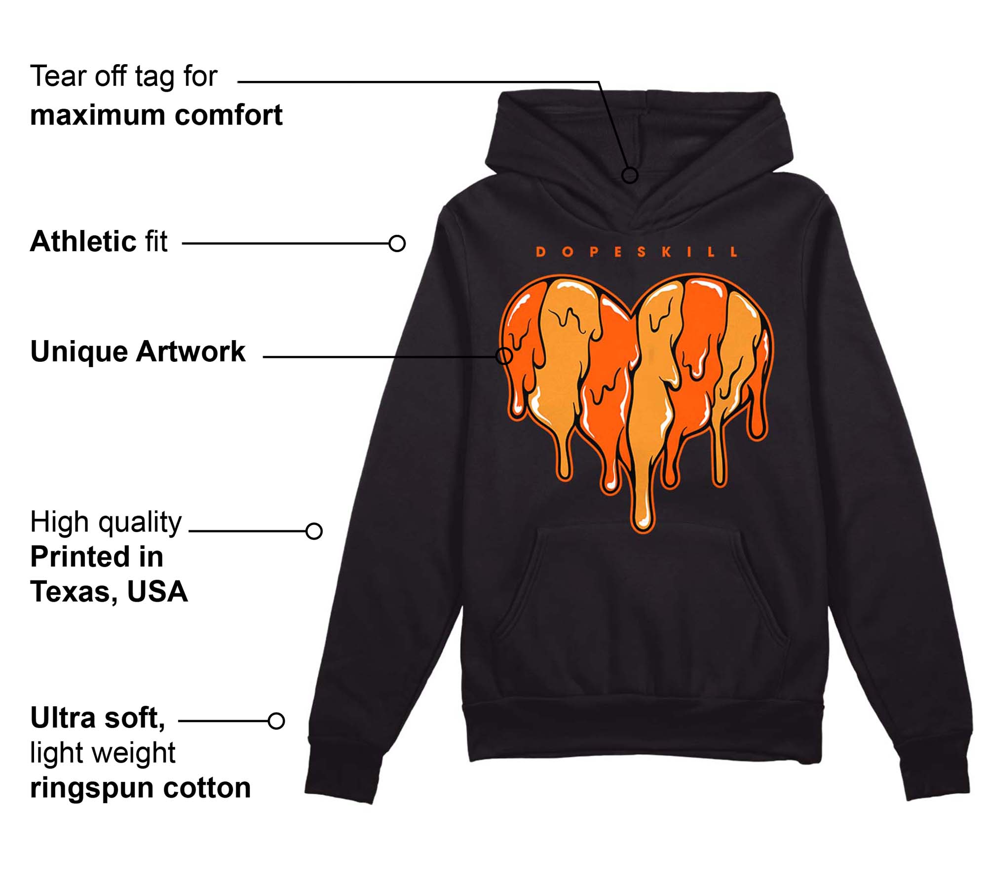 Brilliant Orange 12s superstreetwear Hoodie Sweatshirt Slime Drip Heart Graphic