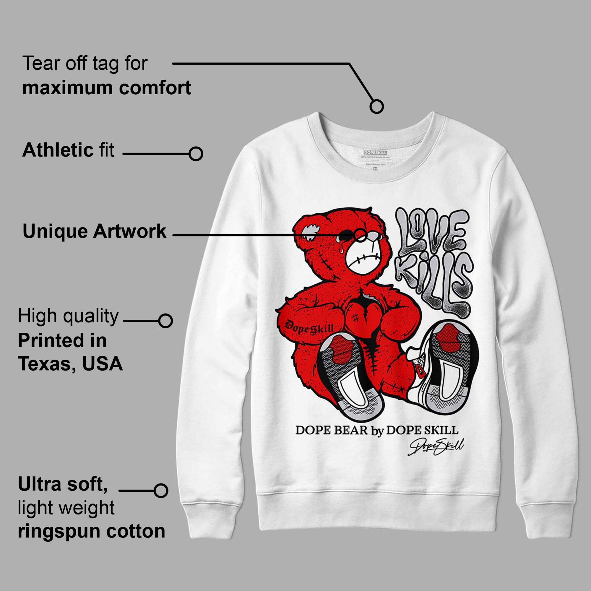 Red Cement 4S superstreetwear Sweatshirt Love Kills Graphic