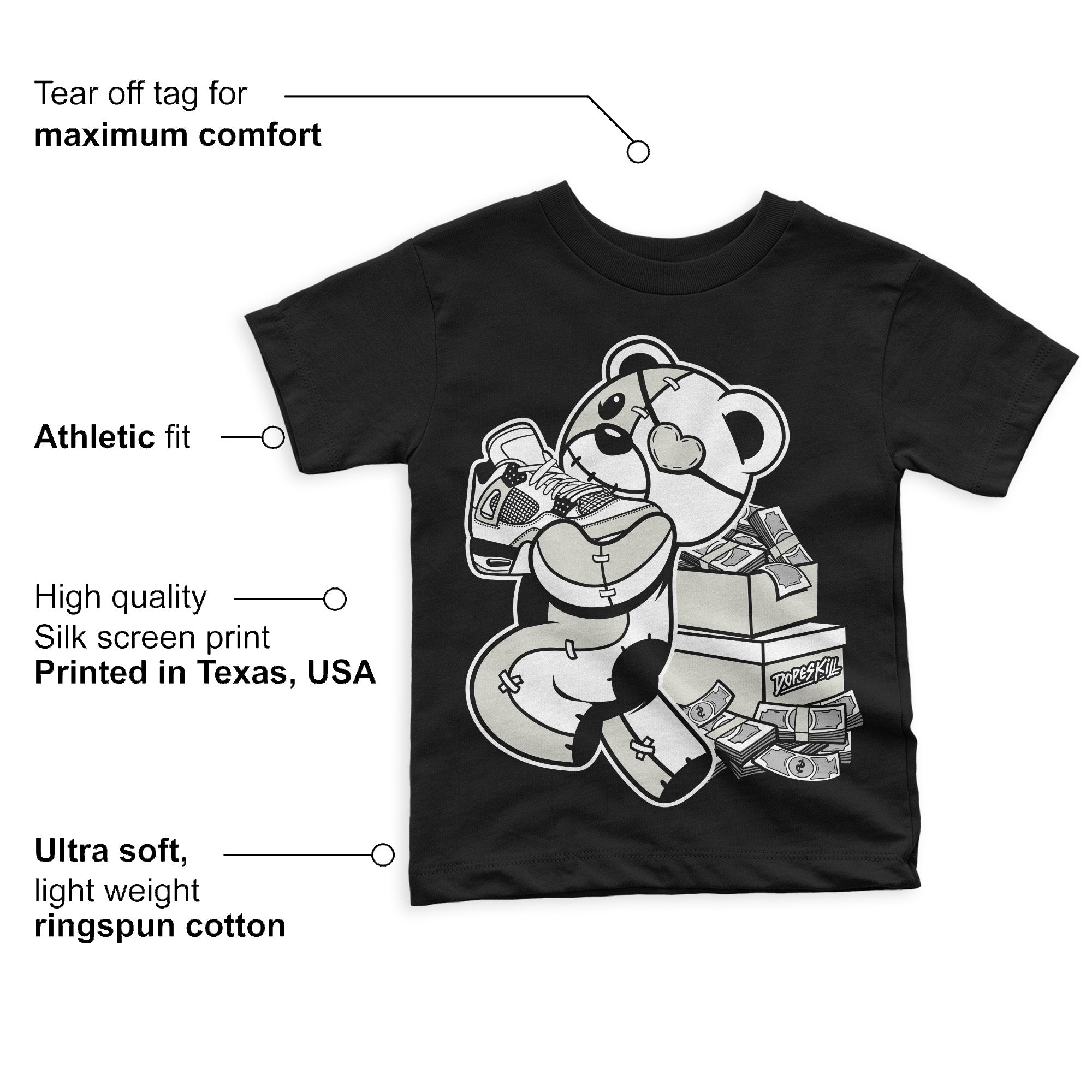 Military Black 4s superstreetwear Toddler Kids T-shirt Bear Steals Sneaker Graphic