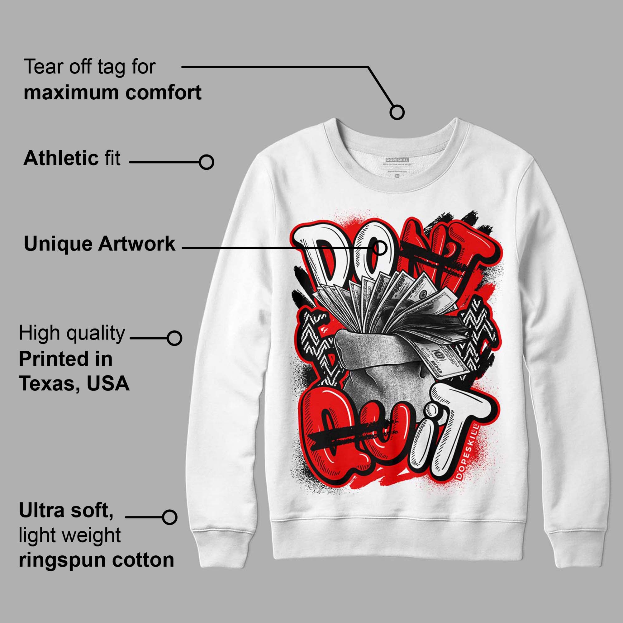 Cherry 12s superstreetwear Sweatshirt Don't Quit Graphic