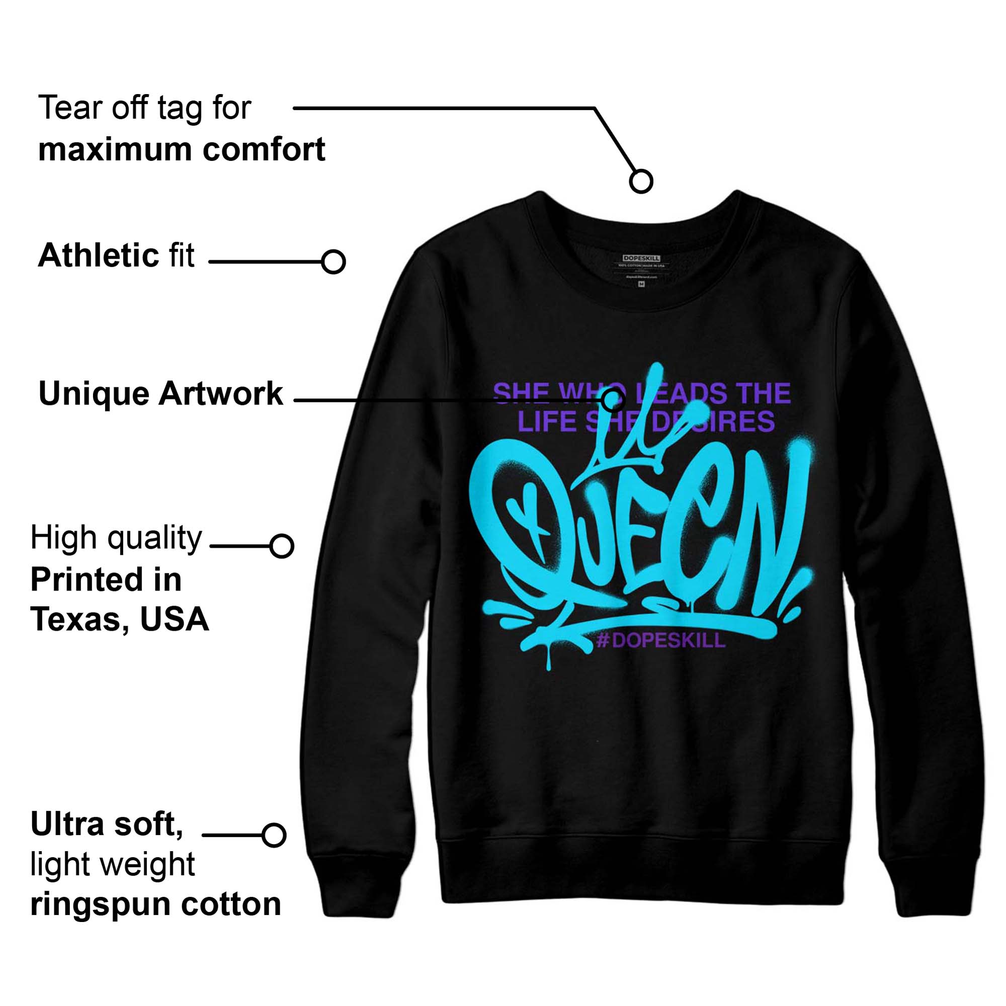 Aqua 6s superstreetwear Sweatshirt Queen Graphic