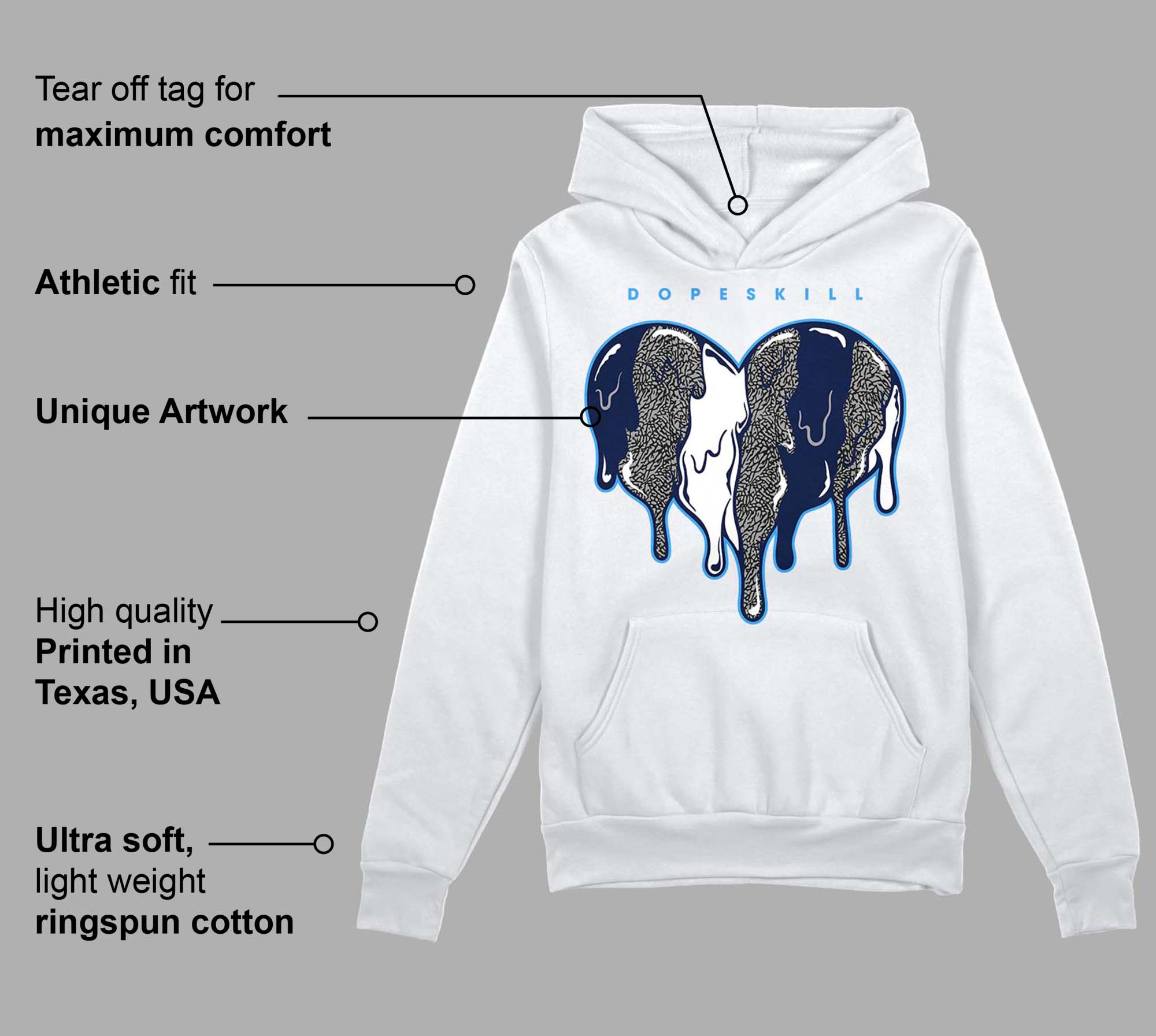 Midnight Navy 3s superstreetwear Hoodie Sweatshirt Slime Drip Heart Graphic