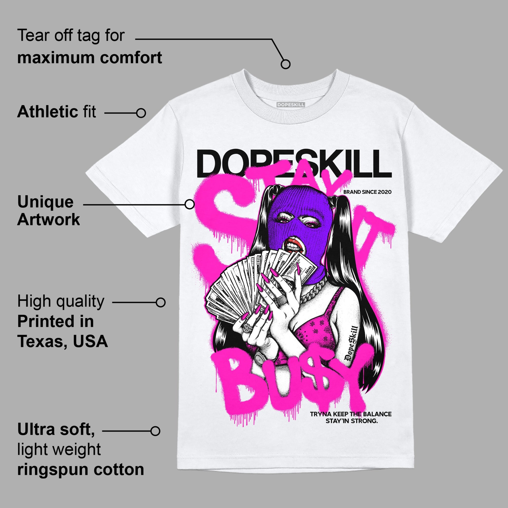 Dunk Low Active Fuchsia superstreetwear T-Shirt Stay It Busy Graphic