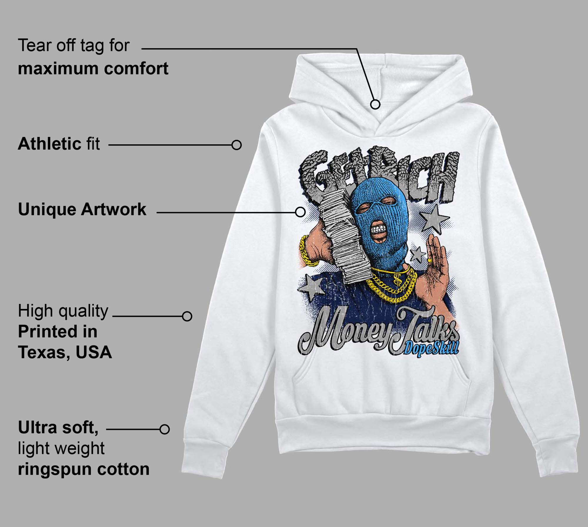 Midnight Navy 3s superstreetwear Hoodie Sweatshirt Get Rich Graphic