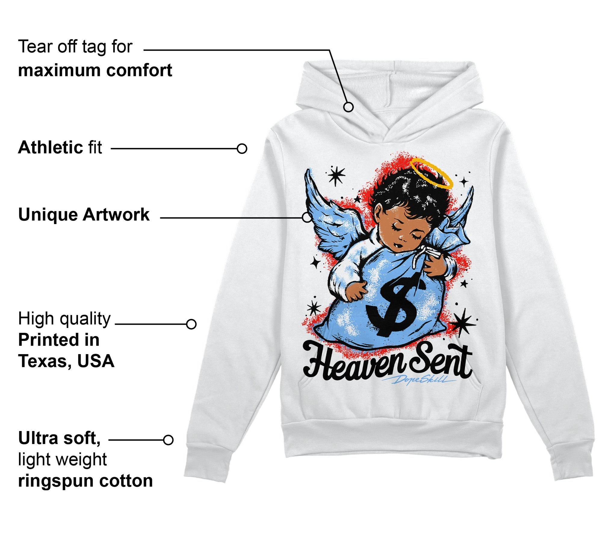 Powder Blue 9s superstreetwear Hoodie Sweatshirt Heaven Sent Graphic