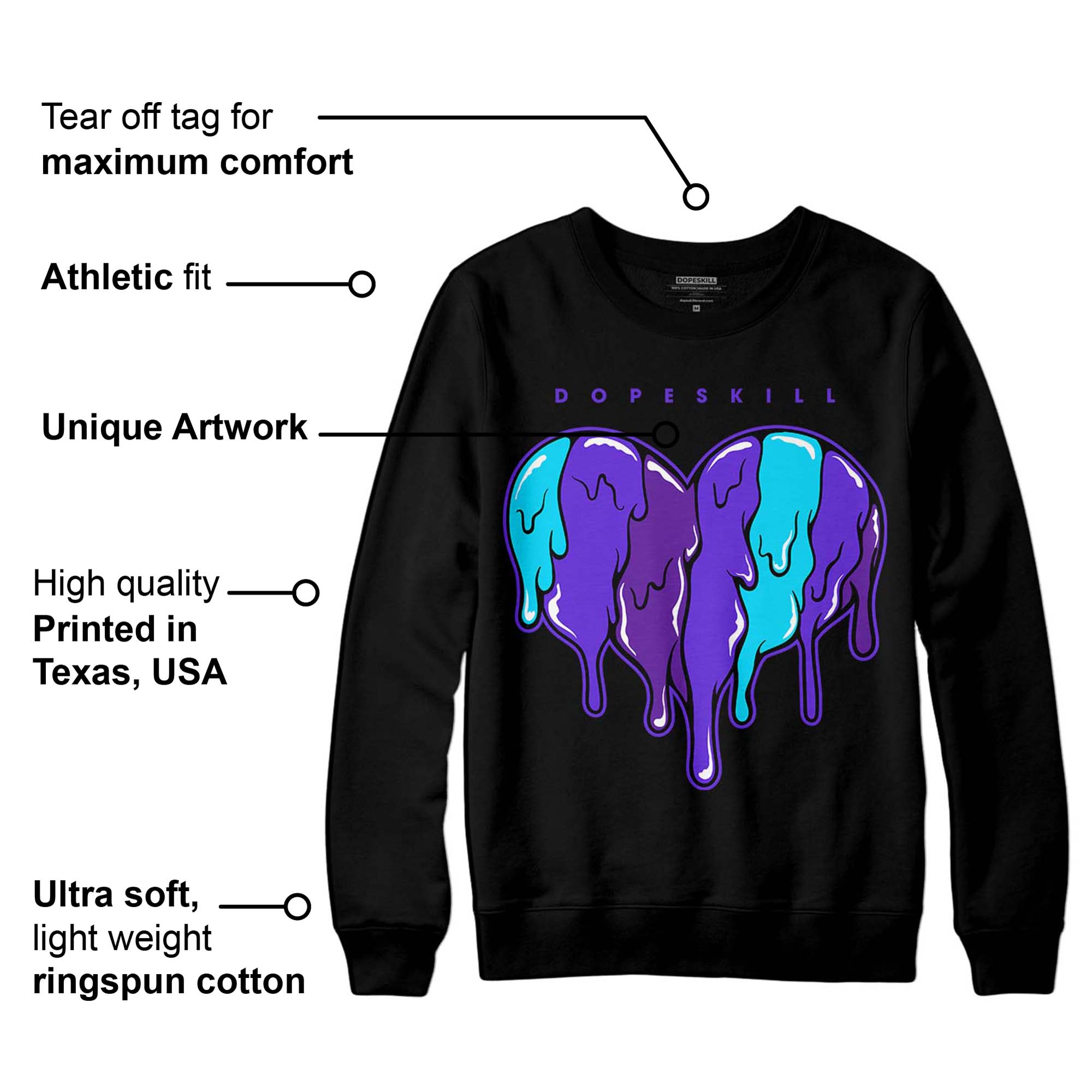 Aqua 6s superstreetwear Sweatshirt Slime Drip Heart Graphic