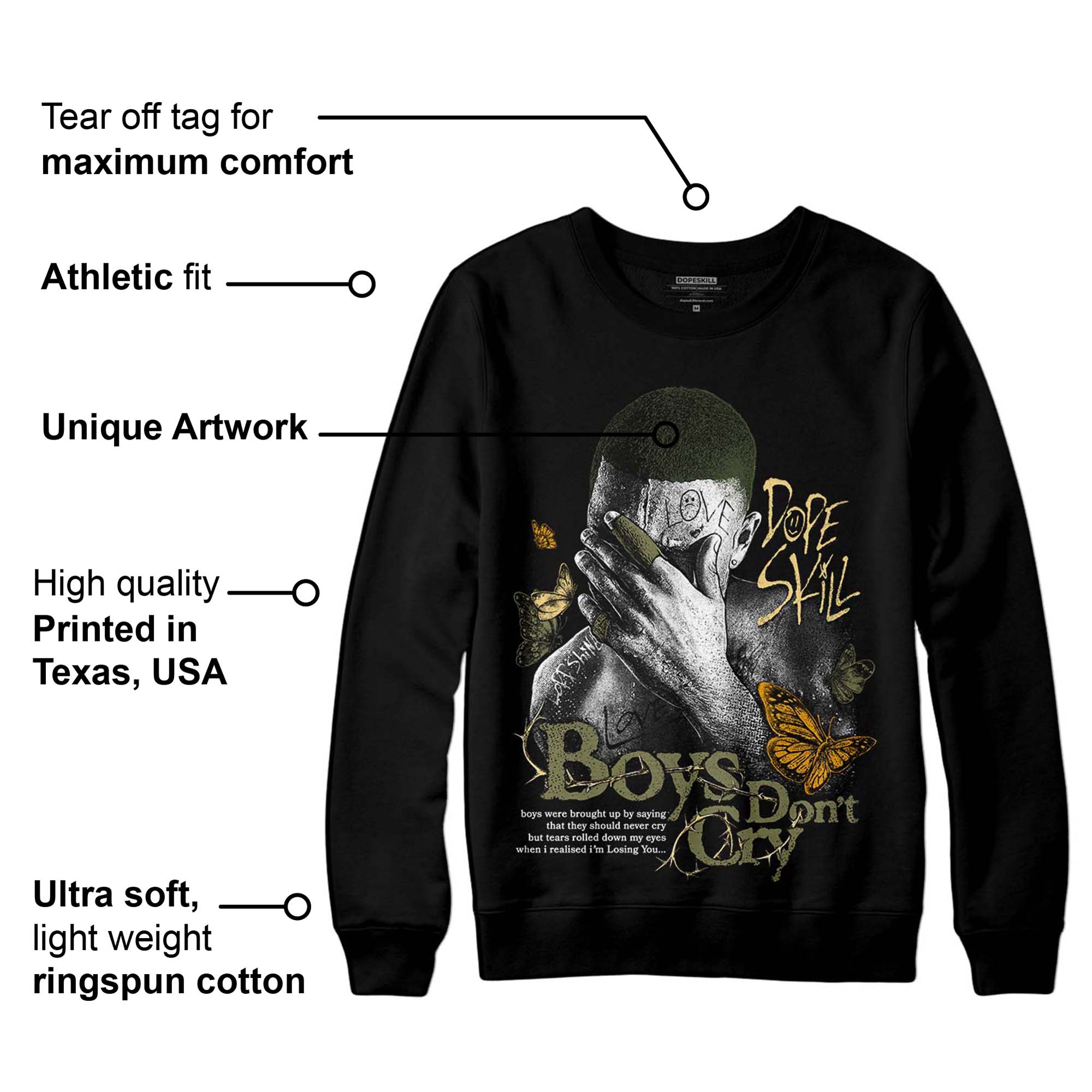 Craft Olive 4s superstreetwear Sweatshirt Boys Don't Cry Graphic