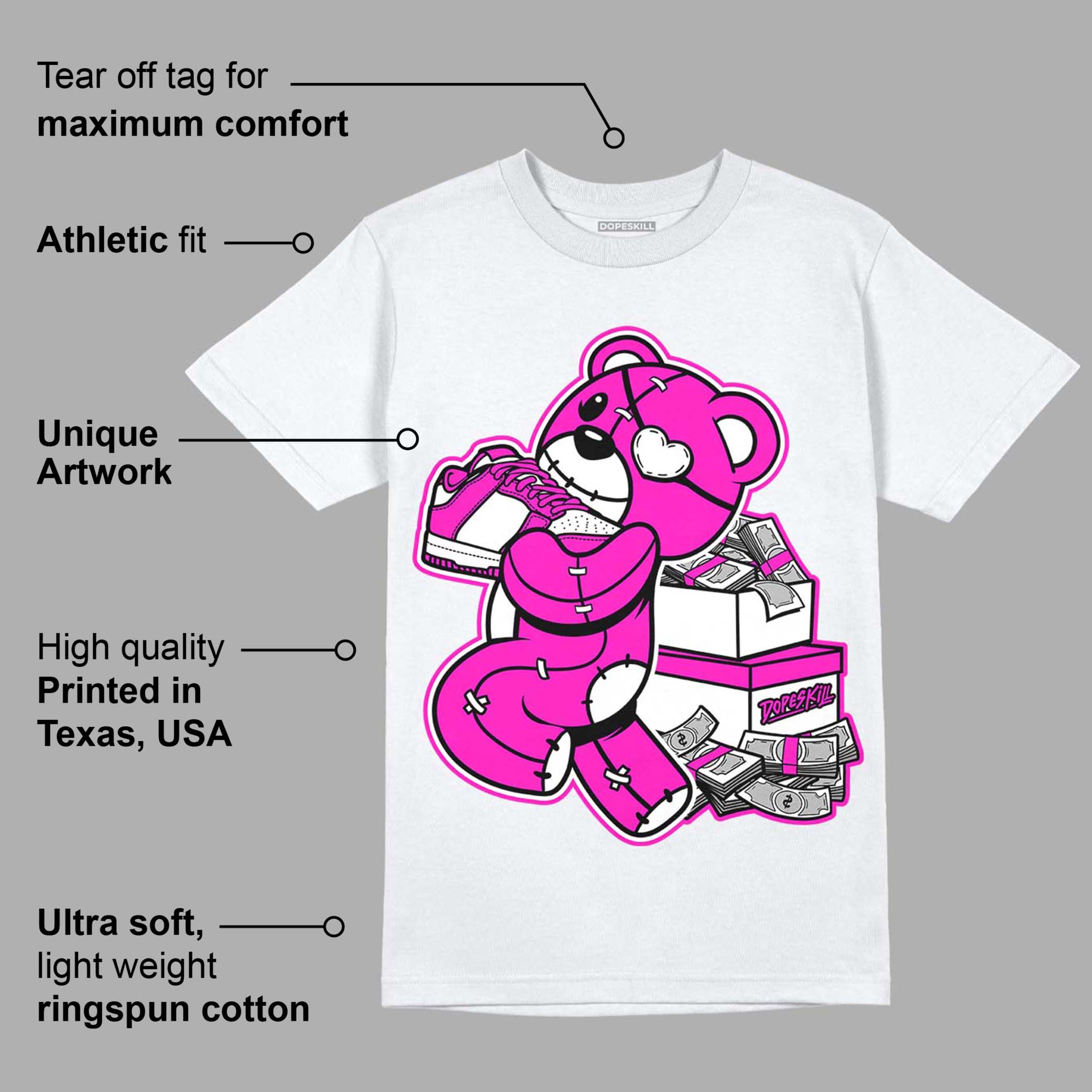 Dunk Low Active Fuchsia superstreetwear T-Shirt Bear Steals Sneaker Graphic