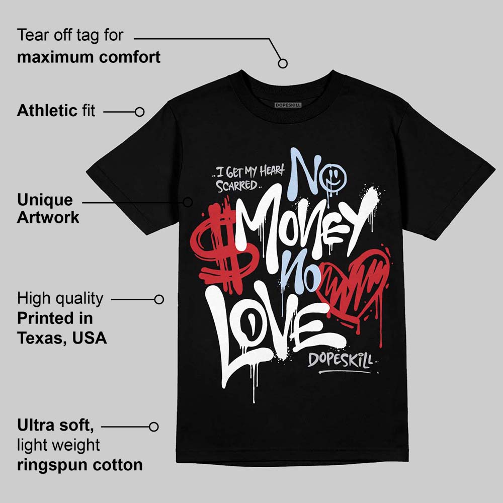 Black Metallic Reimagined 5s superstreetwear T-Shirt No Money No Love Typo Graphic