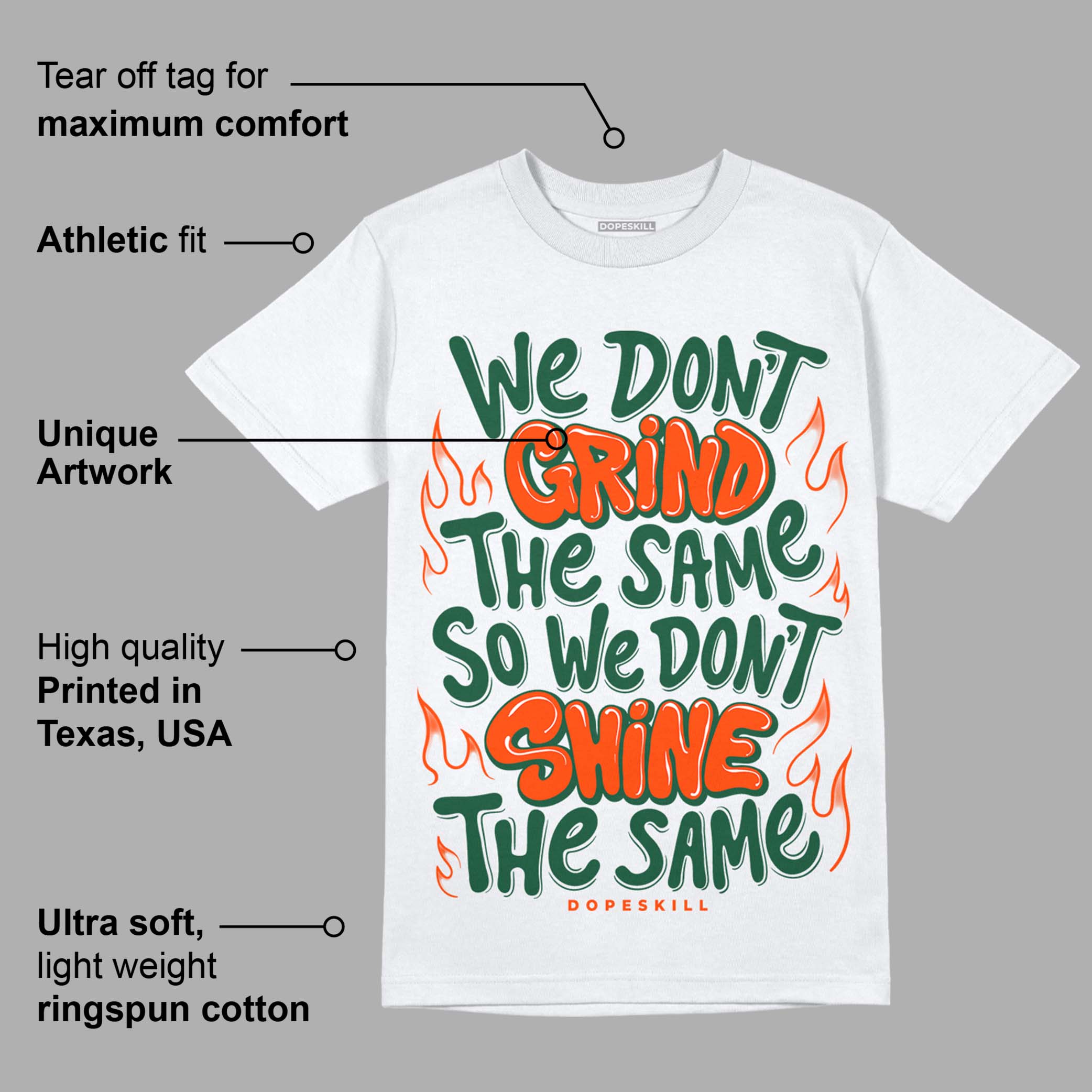 Dunk Low Team Dark Green Orange superstreetwear T-Shirt Grind Shine Graphic