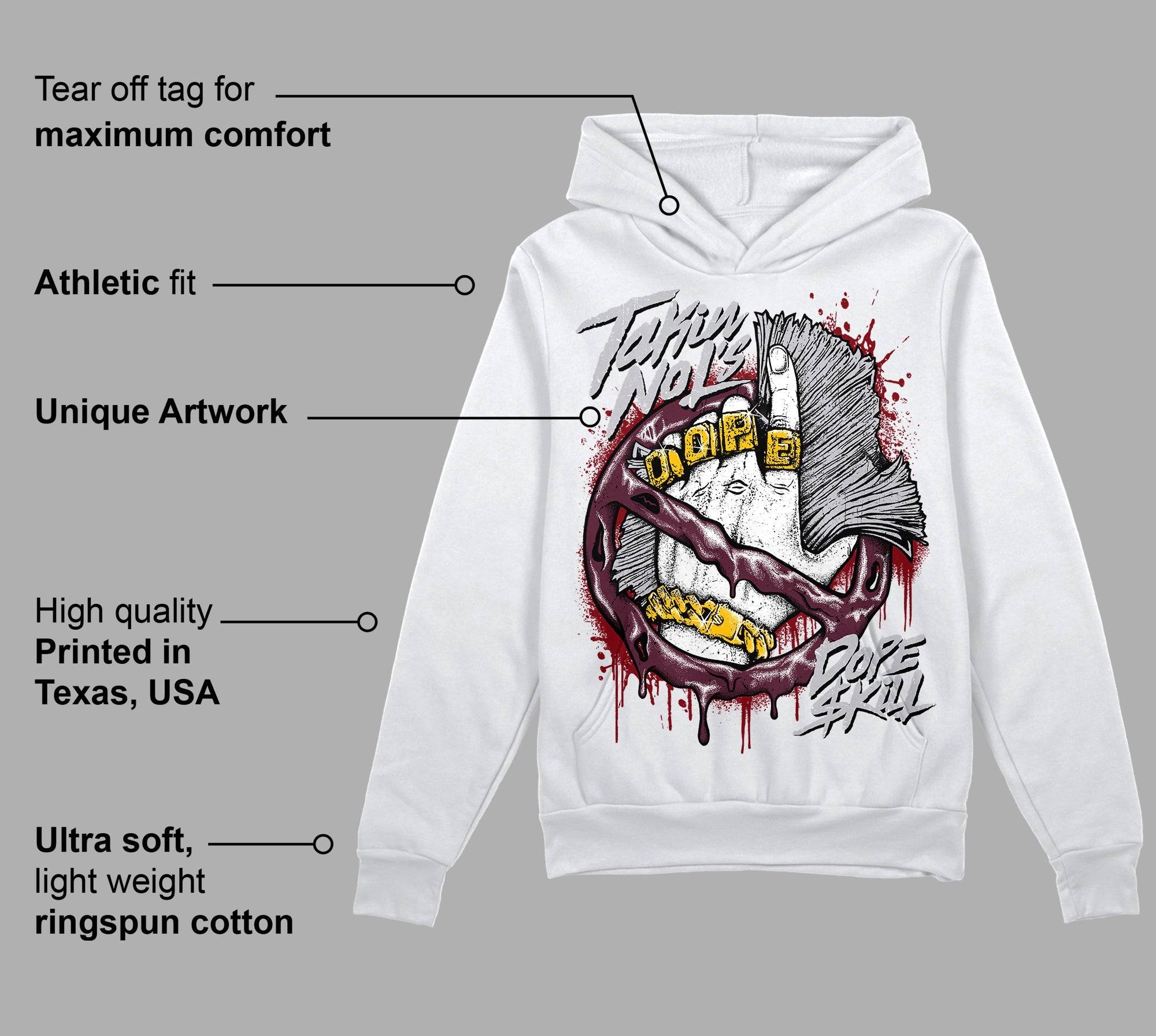 Burgundy 5s superstreetwear Hoodie Sweatshirt Takin No L's Graphic