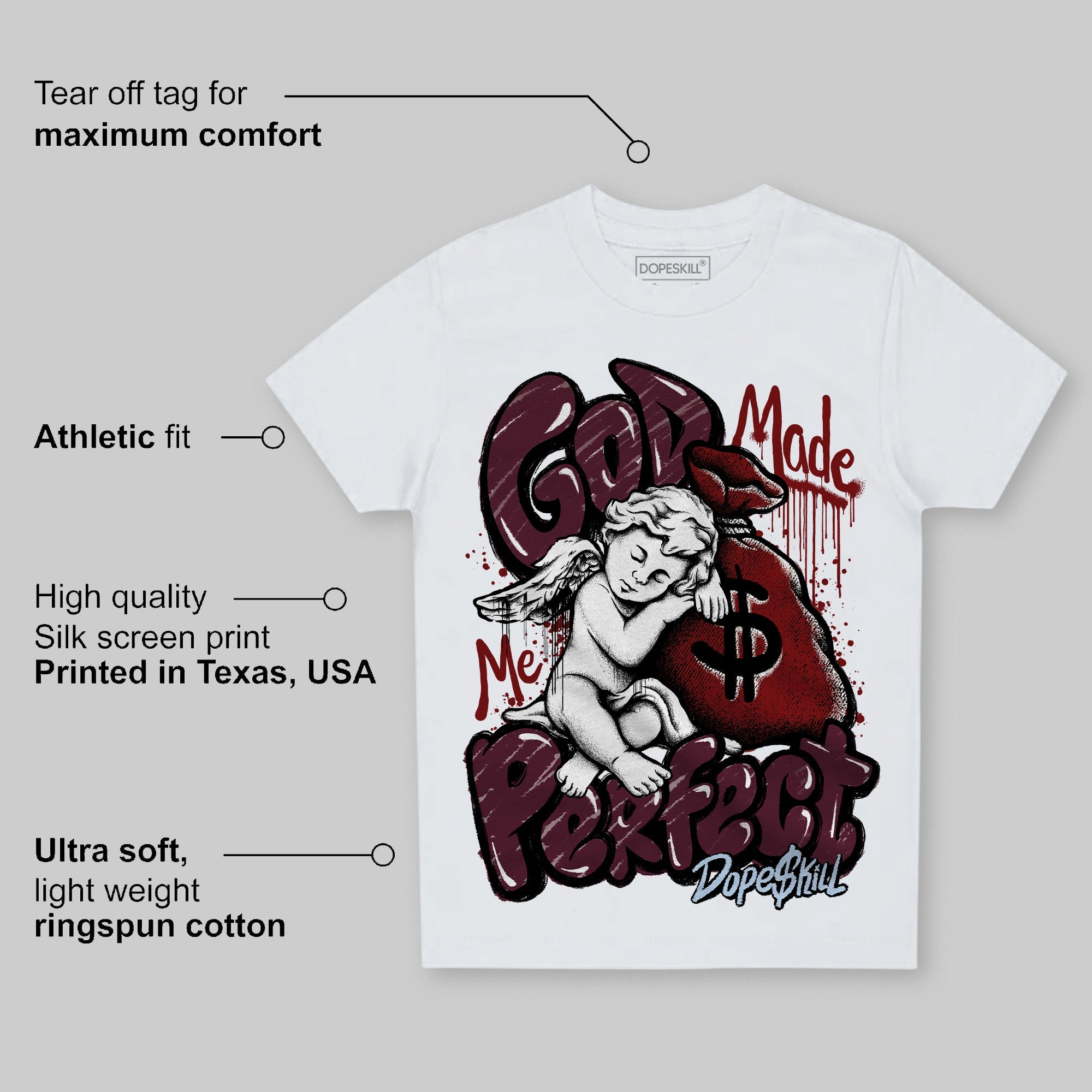Burgundy 5s superstreetwear Toddler Kids T-shirt God Made Me Perfect Graphic