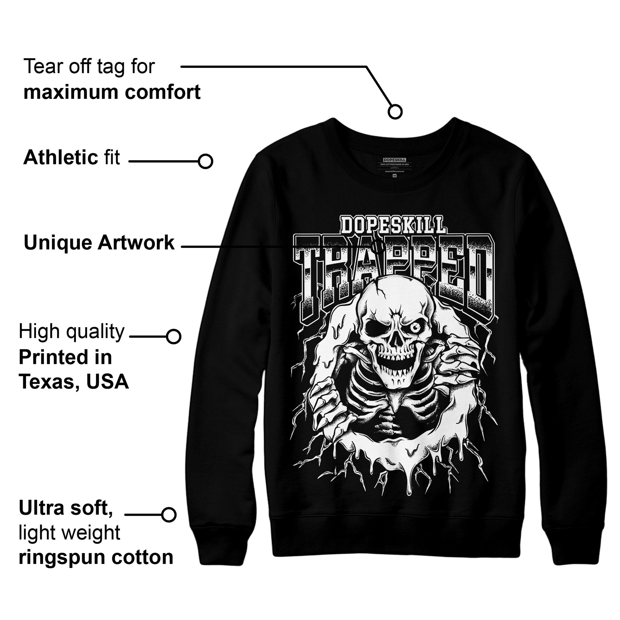 85 Black White 1s superstreetwear Sweatshirt Trapped Halloween Graphic