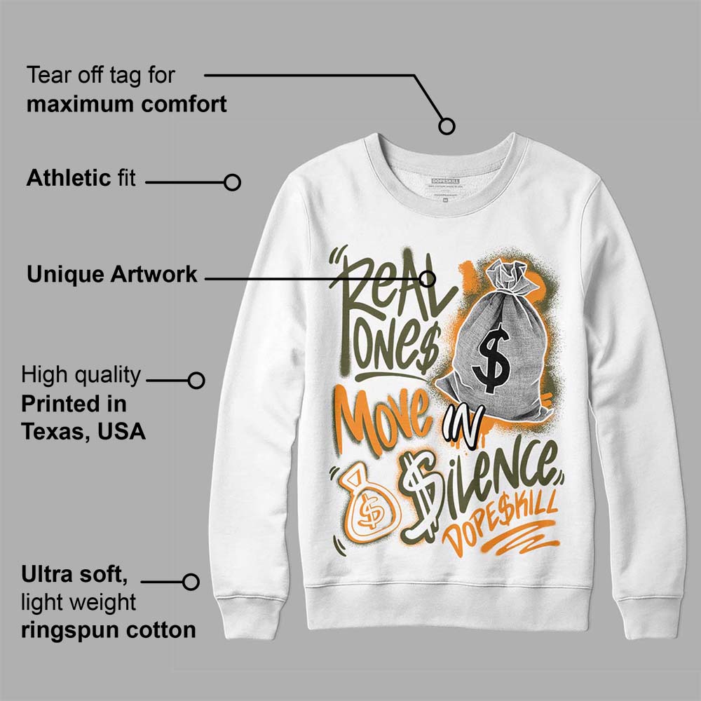 Olive 5s superstreetwear Sweatshirt Real Ones Move In Silence Graphic
