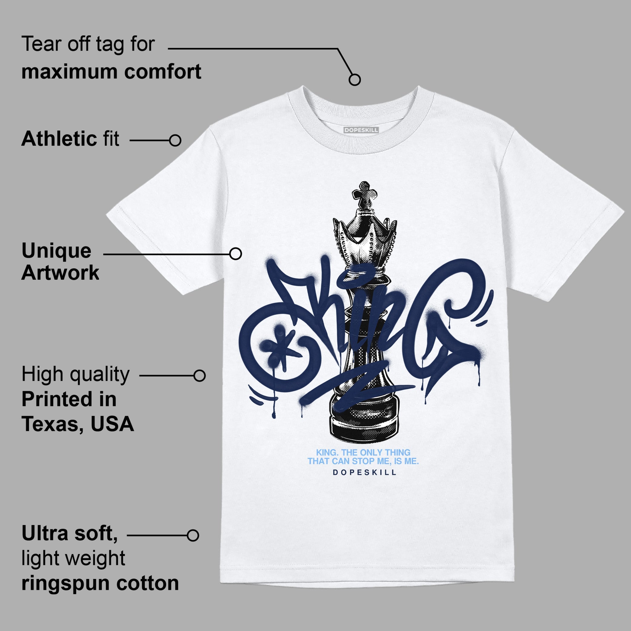 Midnight Navy 5s superstreetwear T-Shirt King Chess Graphic