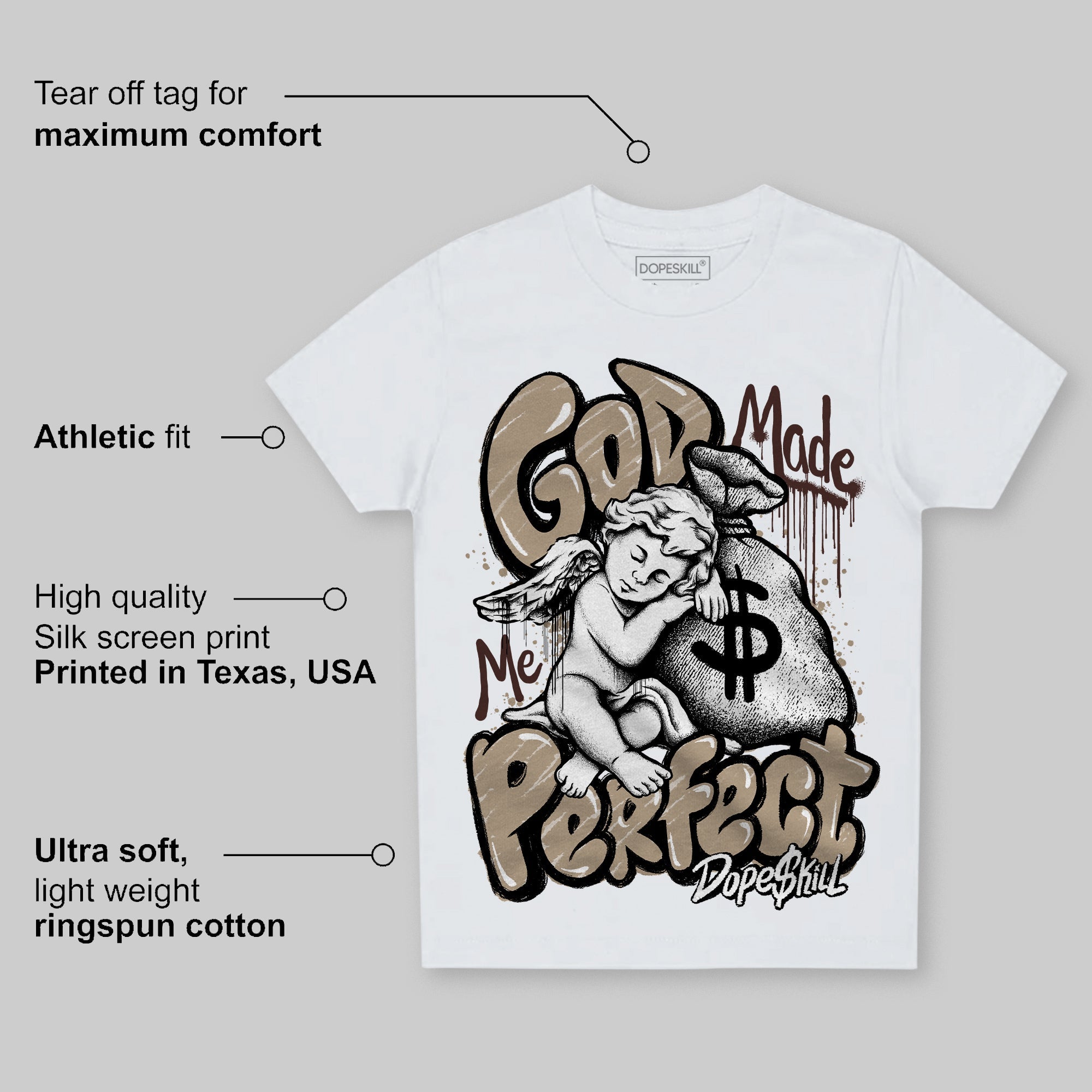 Latte 1s superstreetwear Toddler Kids T-shirt God Made Me Perfect Graphic