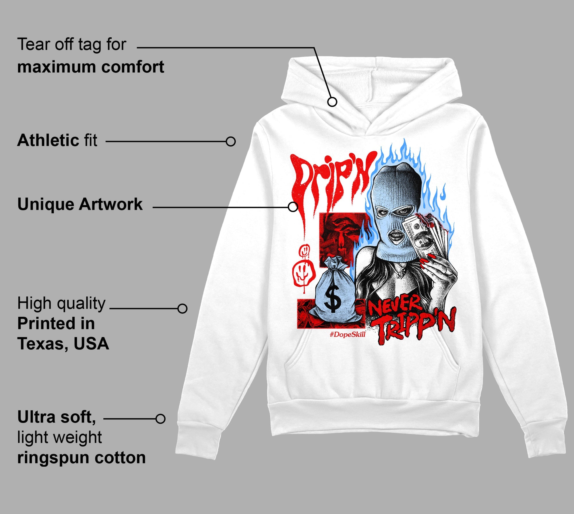 Cherry 11s superstreetwear Hoodie Sweatshirt Drip'n Never Tripp'n Graphic