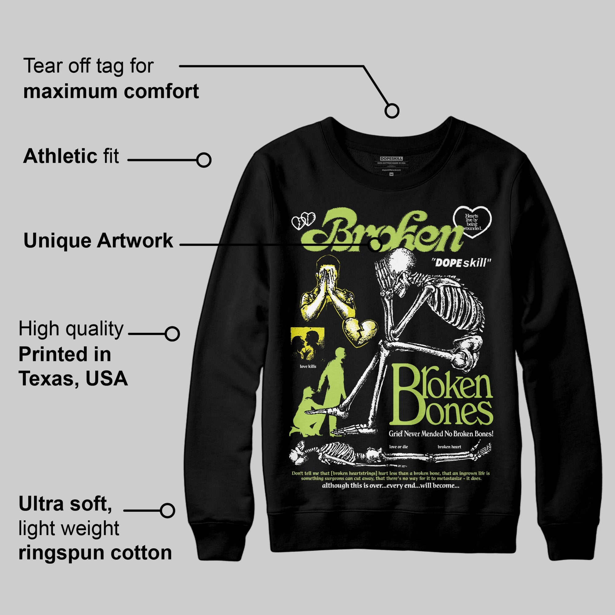 Bright Cactus 13s superstreetwear Sweatshirt Broken Bones Graphic