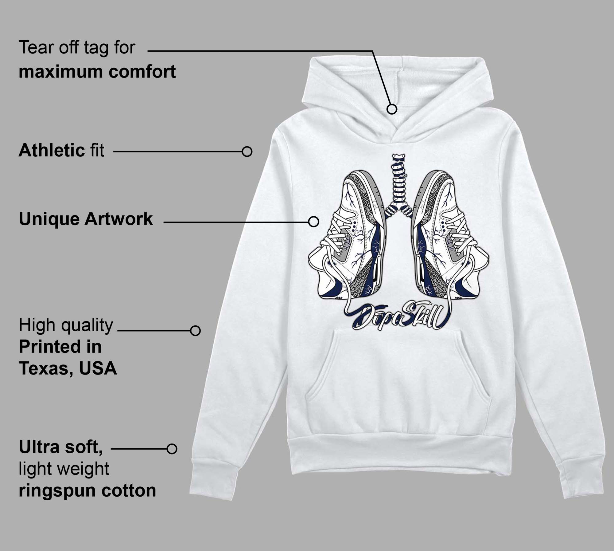 Midnight Navy 3s superstreetwear Hoodie Sweatshirt Breathe Graphic