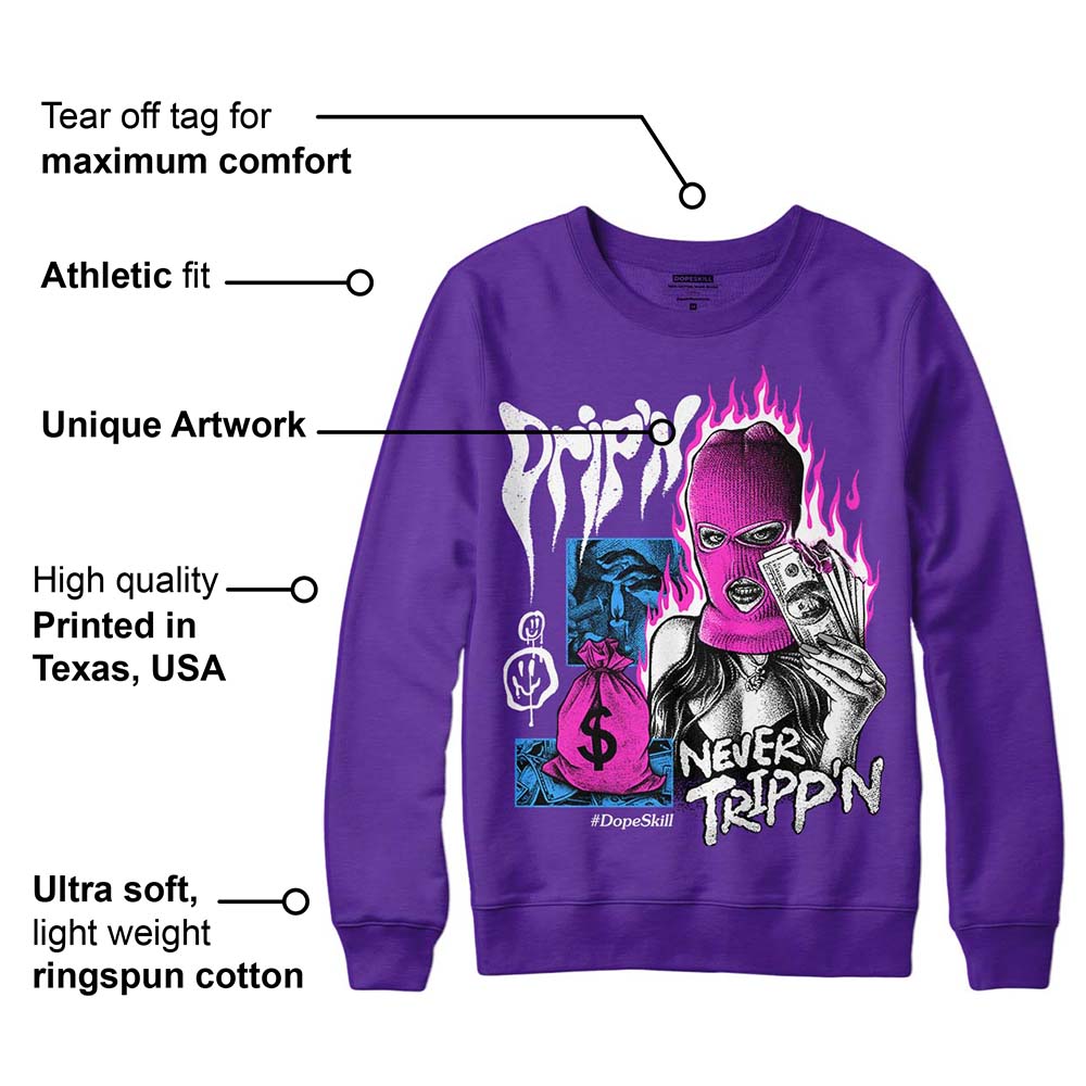 PURPLE Collection superstreetwear Purple Sweatshirt Drip'n Never Tripp'n Graphic