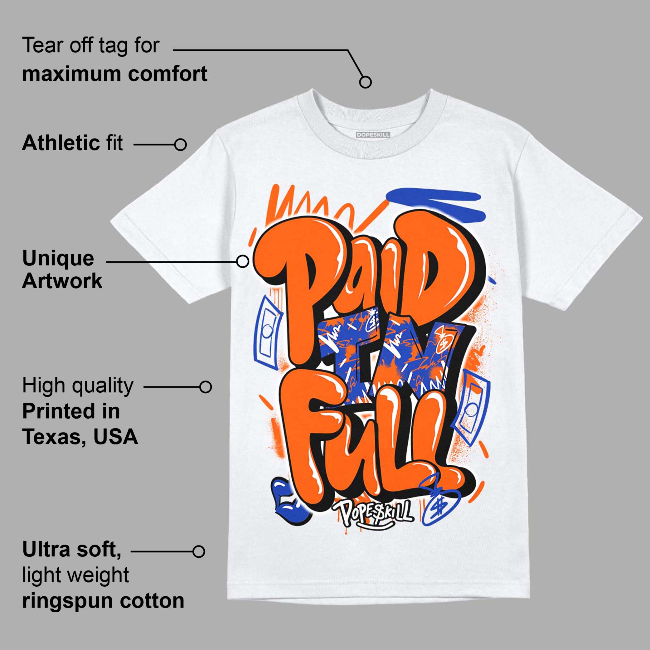 Dunk Low Futura Orange Blaze superstreetwear T-Shirt New Paid In Full Graphic