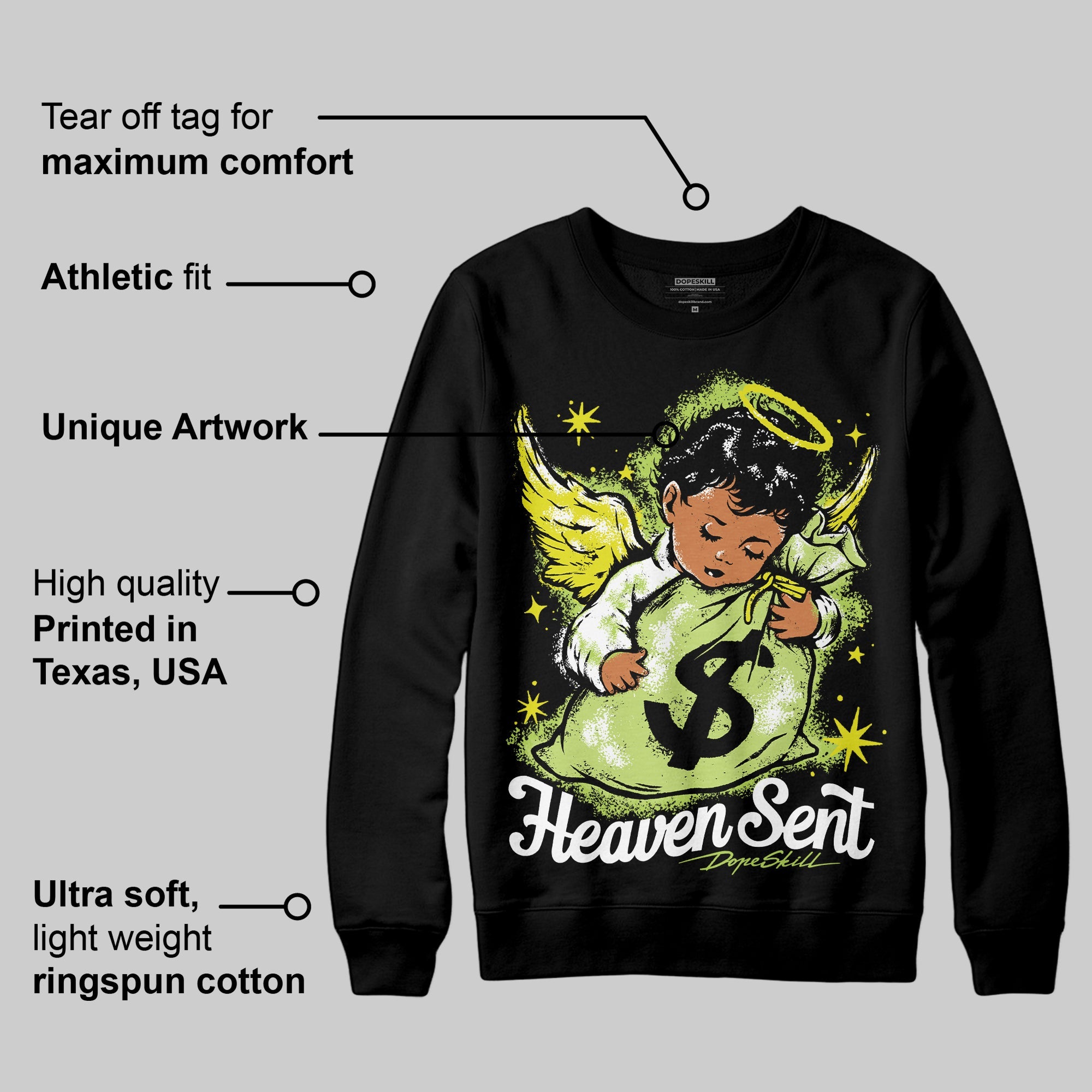 Bright Cactus 13s superstreetwear Sweatshirt Heaven Sent Graphic