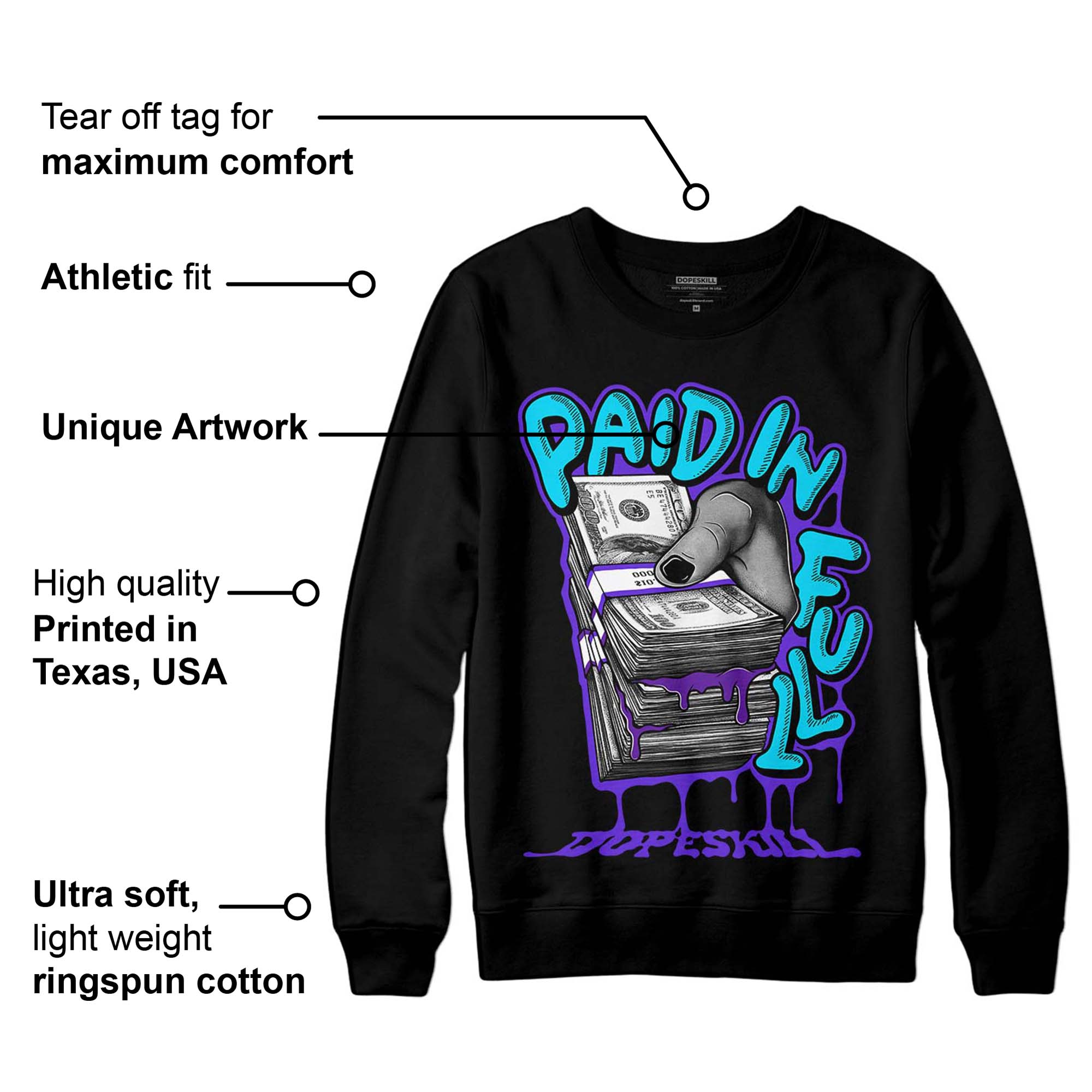 Aqua 6s superstreetwear Sweatshirt Paid In Full Graphic