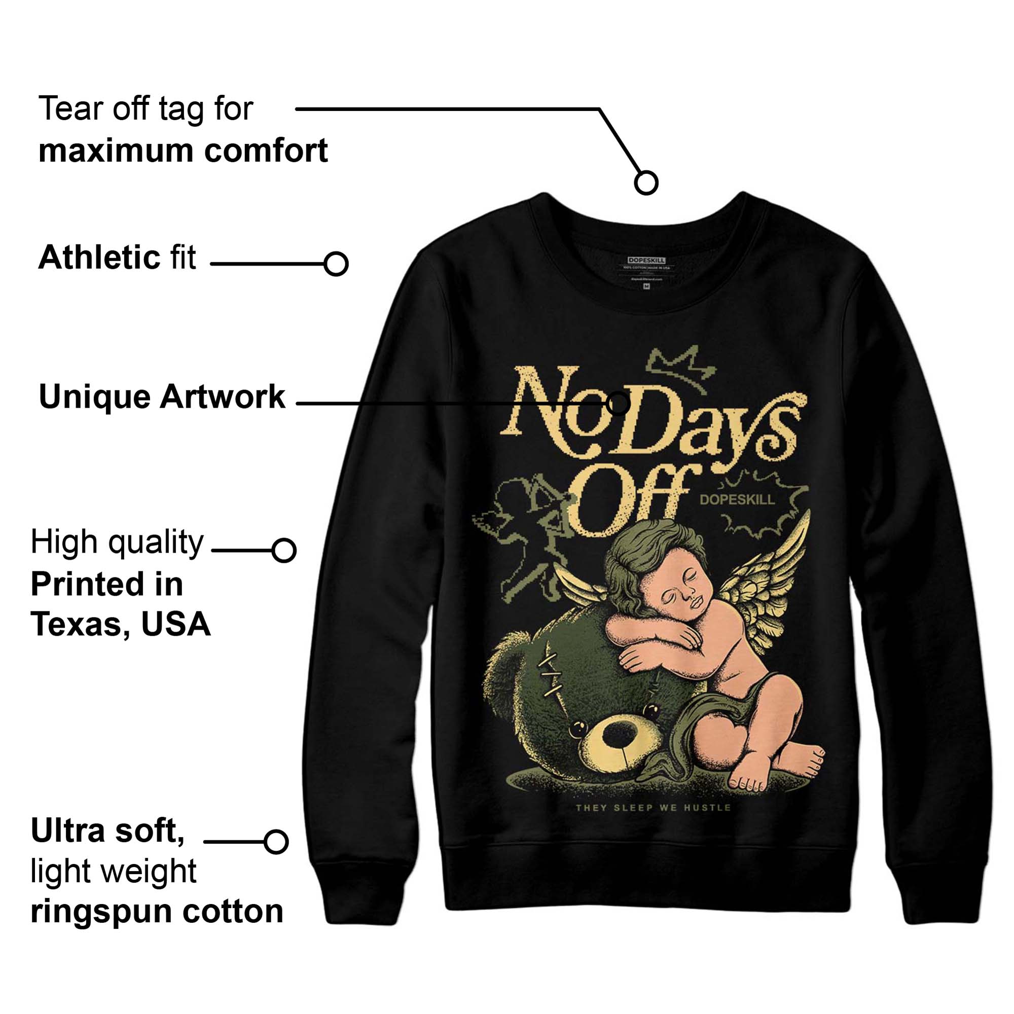 Craft Olive 4s superstreetwear Sweatshirt New No Days Off Graphic
