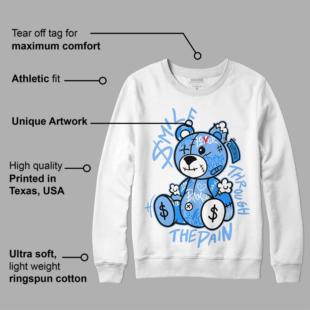 Powder Blue 9s superstreetwear Sweatshirt Smile Through The Pain Graphic