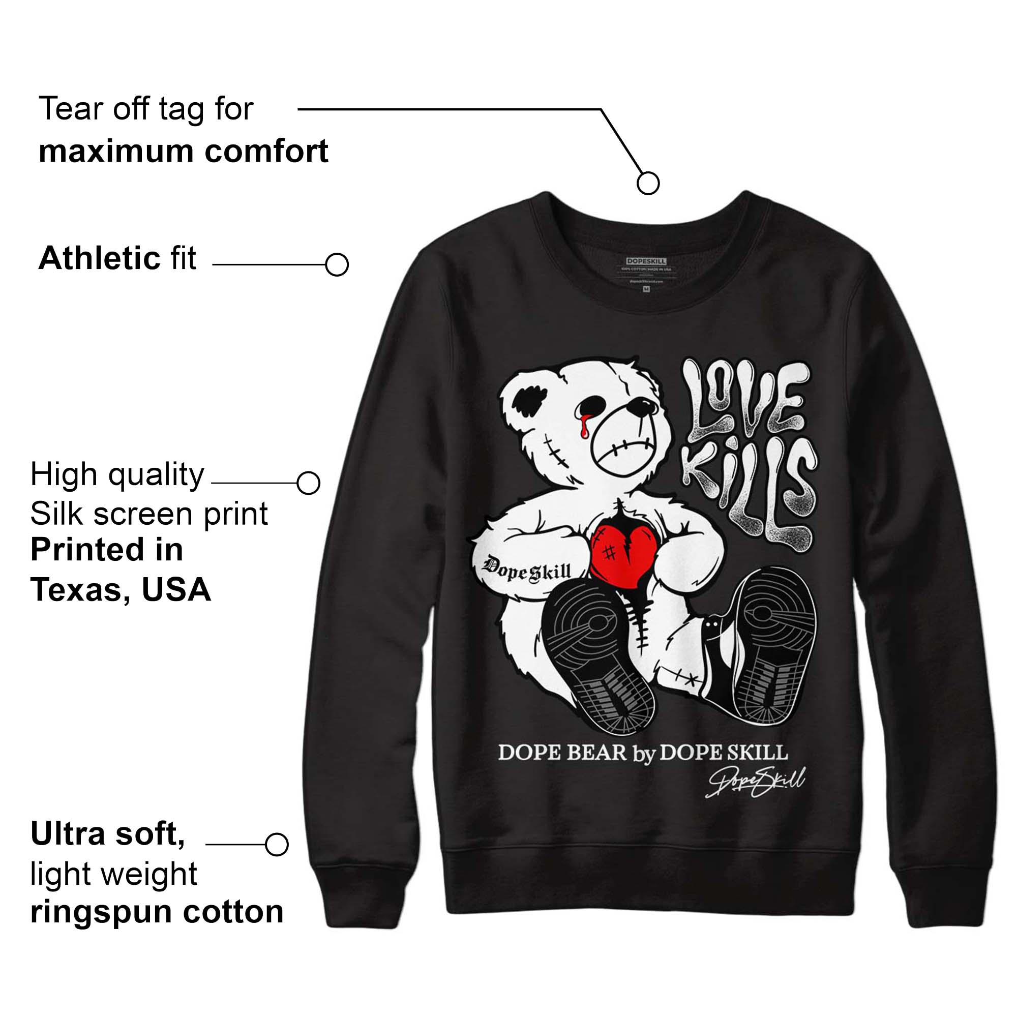 85 Black White 1s superstreetwear Sweatshirt Love Kills Graphic