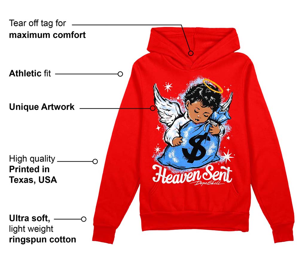 Cherry 11s superstreetwear Varsity Red Hoodie Sweatshirt Heaven Sent Graphic