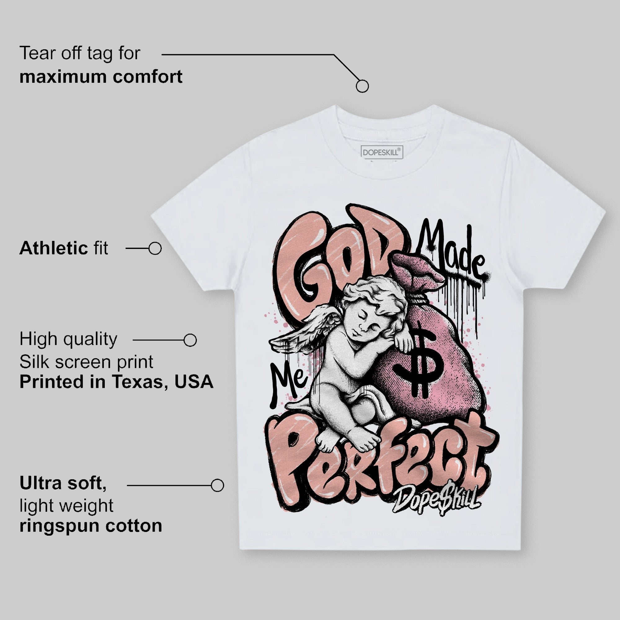 Legend Pink 11s superstreetwear Toddler Kids T-shirt God Made Me Perfect Graphic