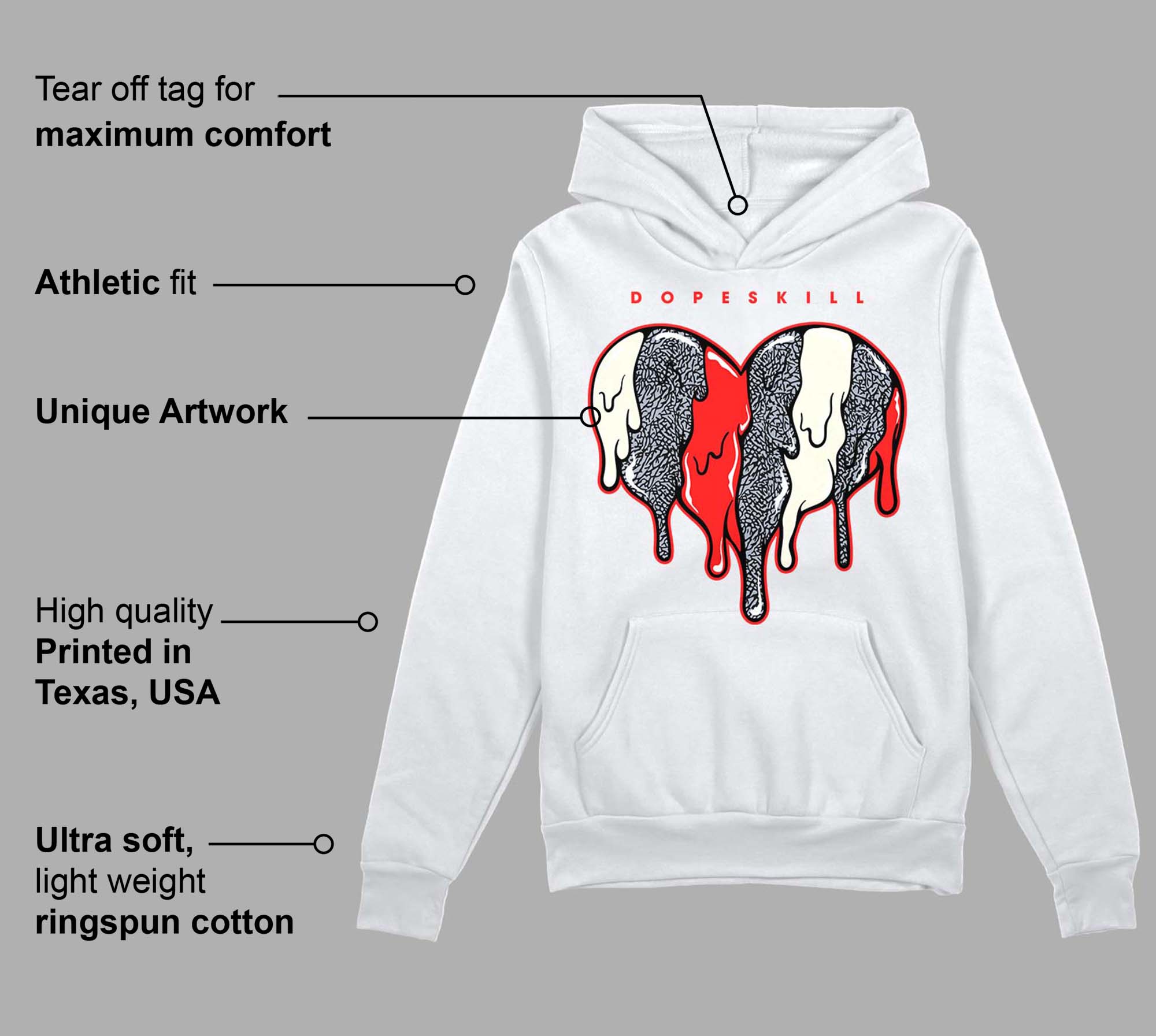 White Cement Reimagined 3s superstreetwear Hoodie Sweatshirt Slime Drip Heart Graphic