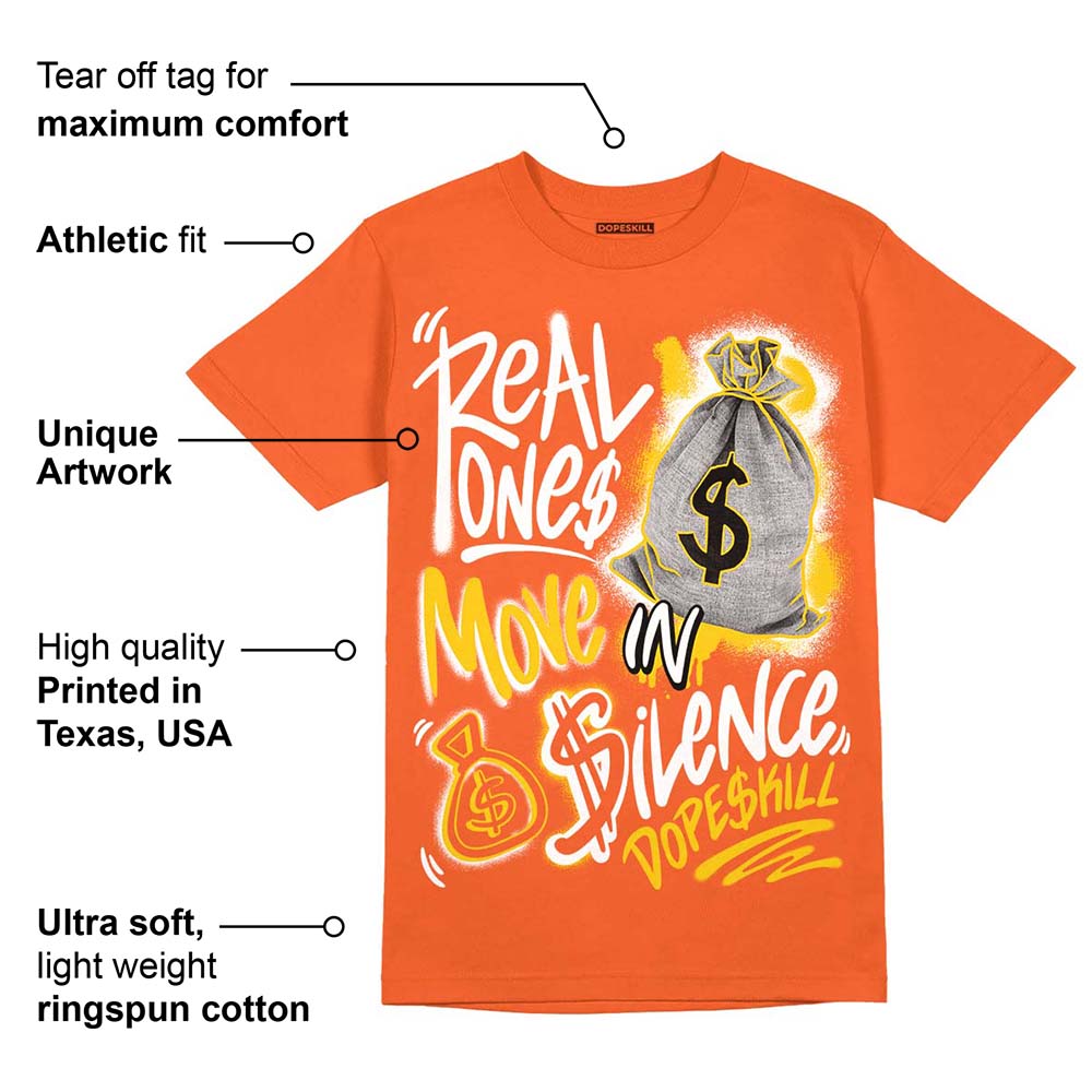 Georgia Peach 3s superstreetwear Orange T-shirt Real Ones Move In Silence Graphic