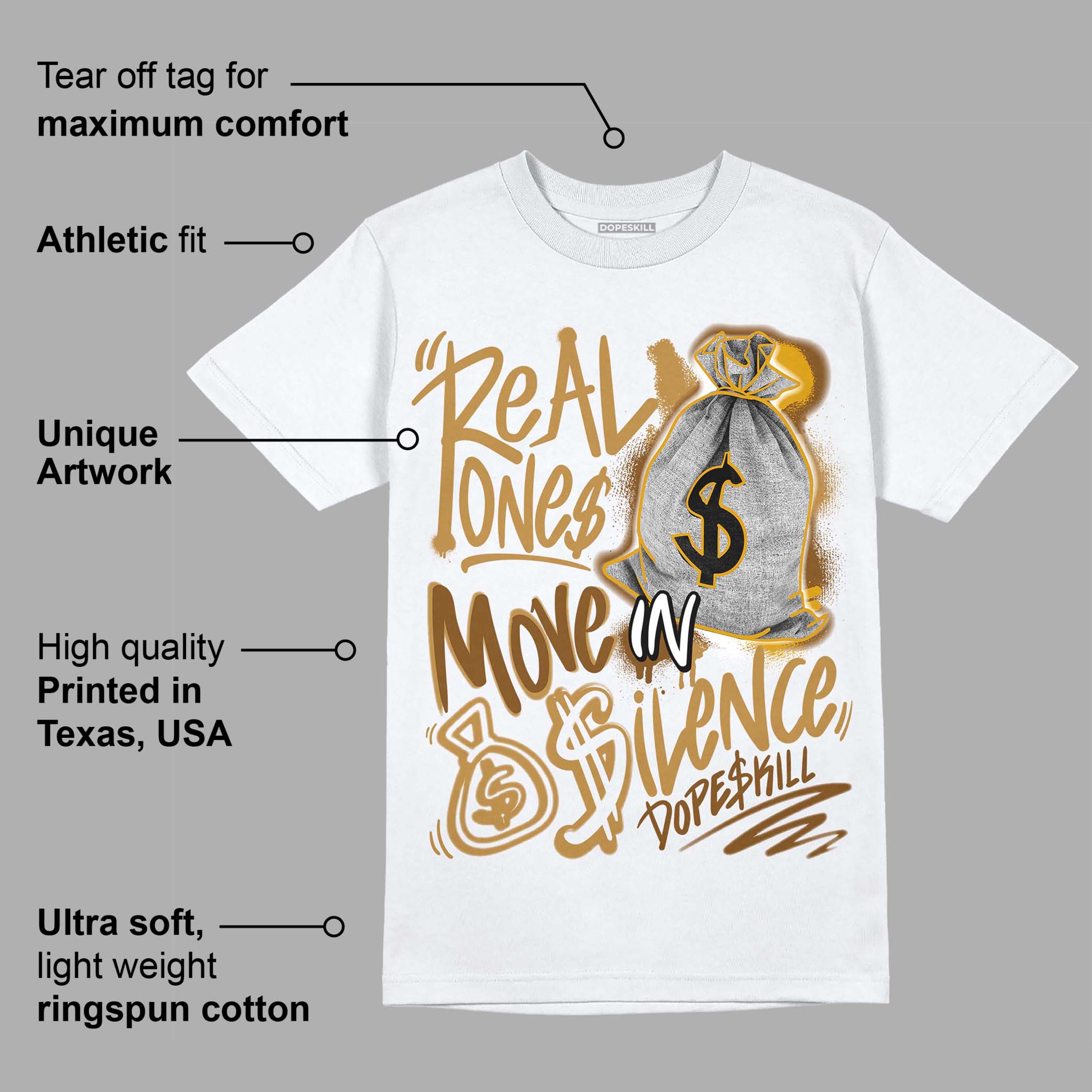 Wheat 13s superstreetwear T-Shirt Real Ones Move In Silence Graphic